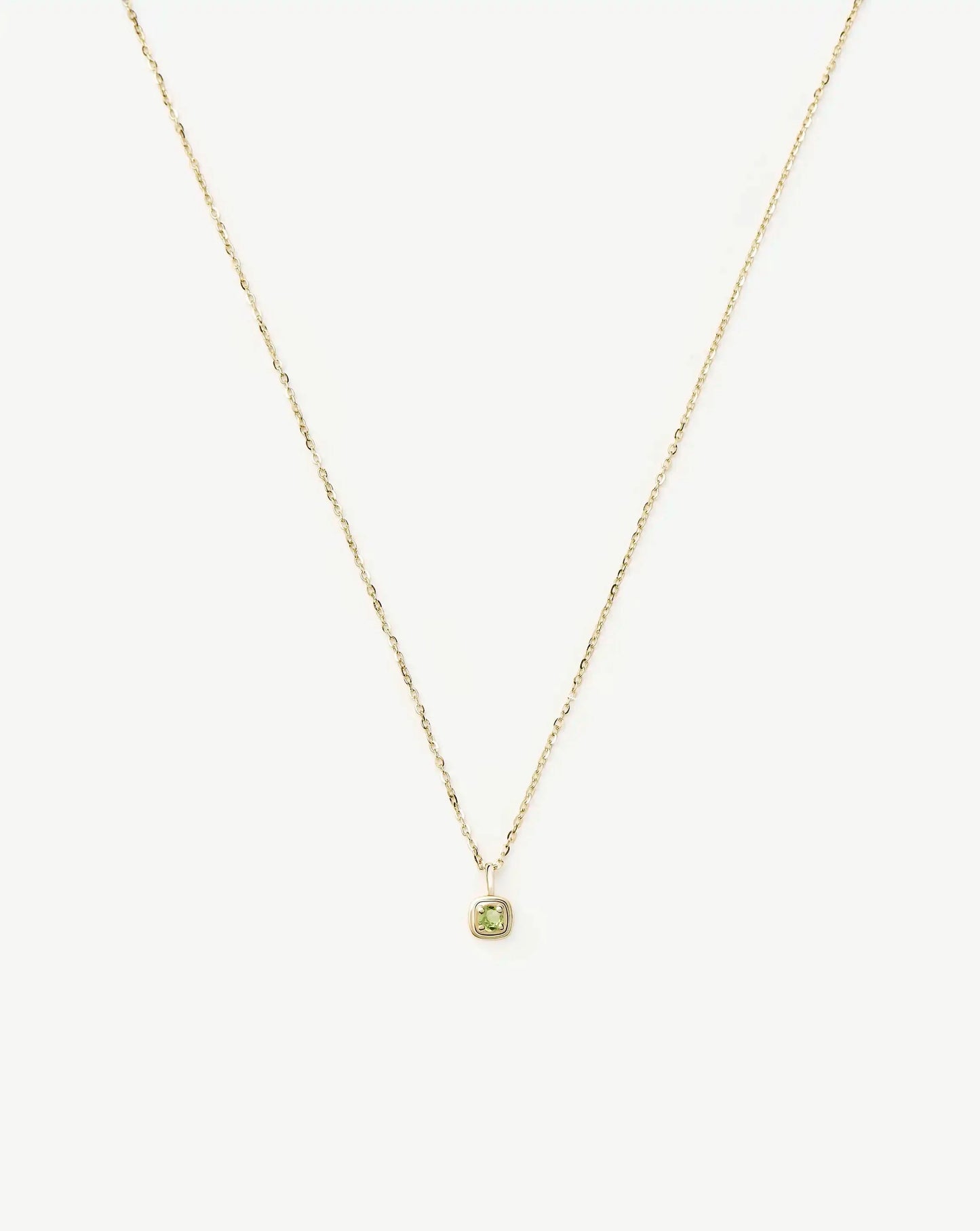 Solid Gold August Birthstone Pendant Necklace | 14k Solid Gold/Peridot