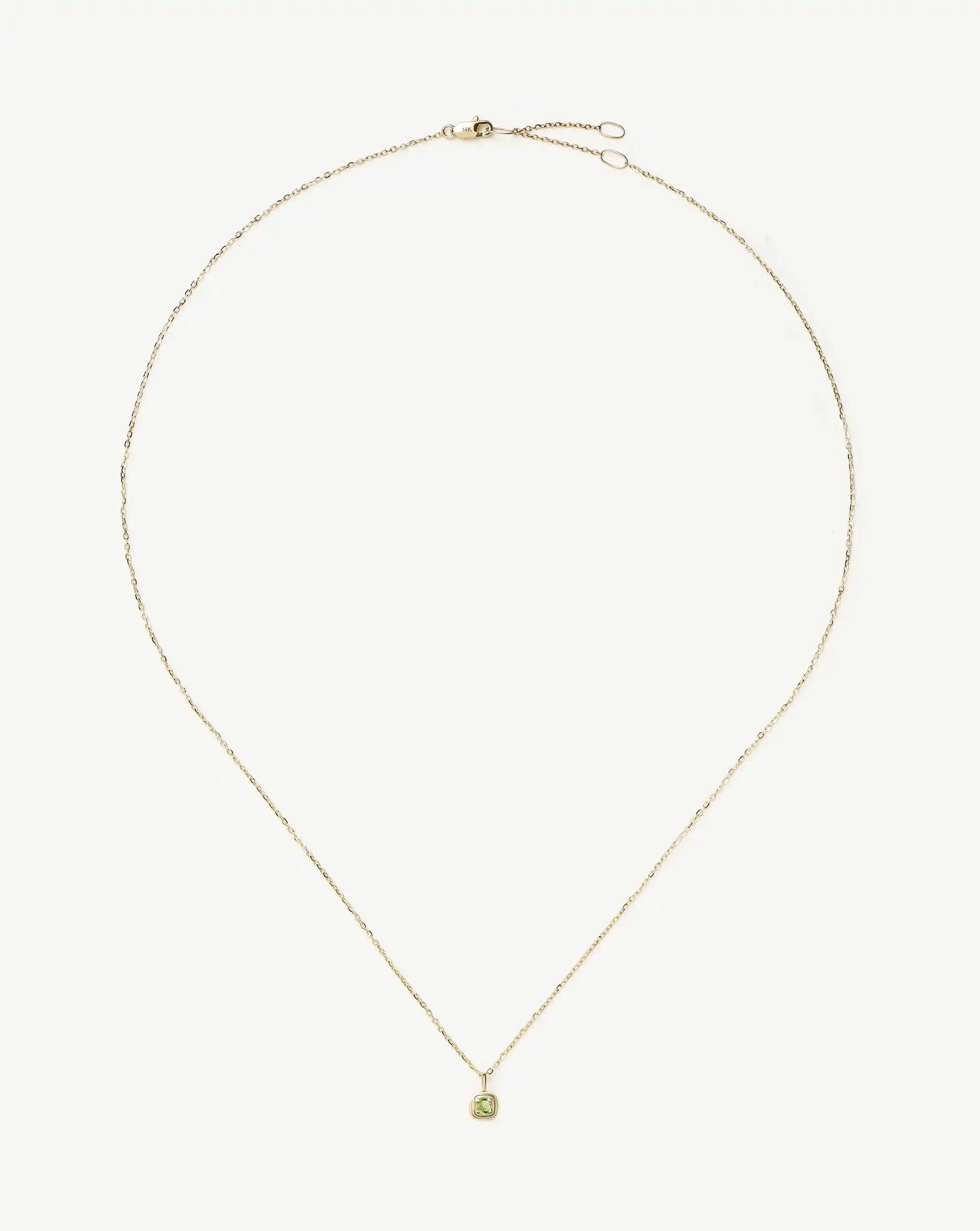 Solid Gold August Birthstone Pendant Necklace | 14k Solid Gold/Peridot