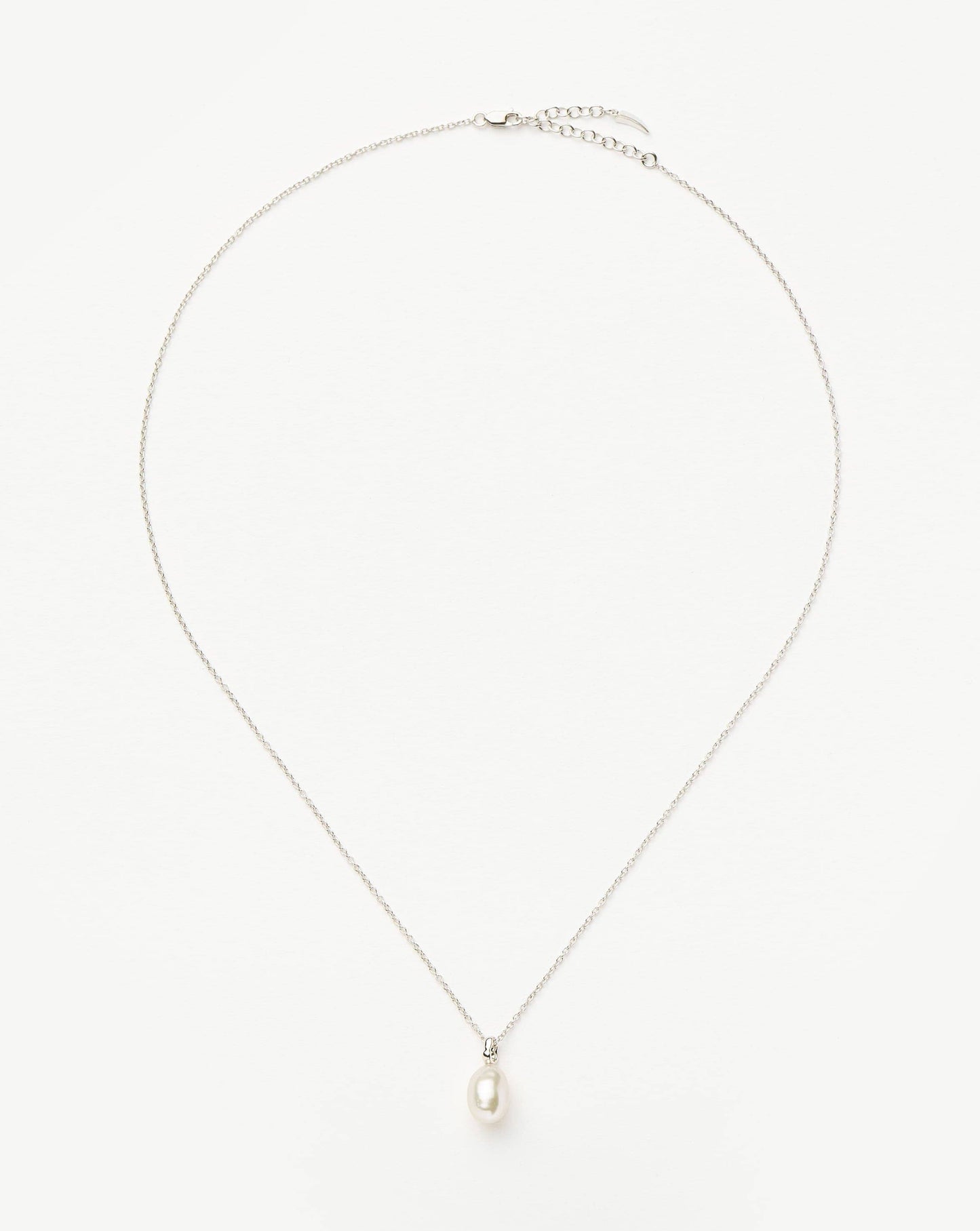 Solid Gold Baroque Pearl Organic Pendant Necklace | 14k Solid White Gold/Pearl