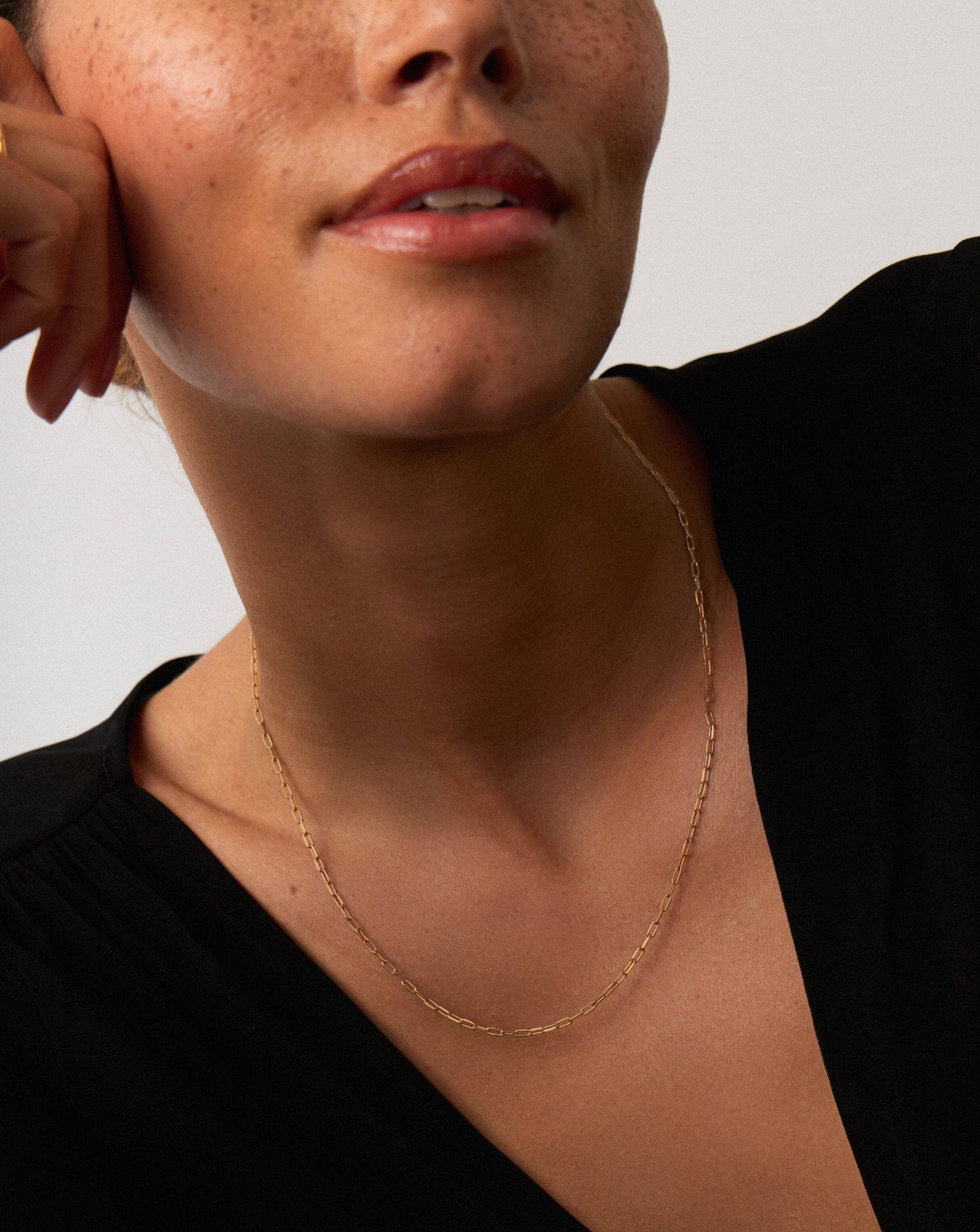 Solid Gold Classic Paperclip Chain Necklace | 14k Solid Gold
