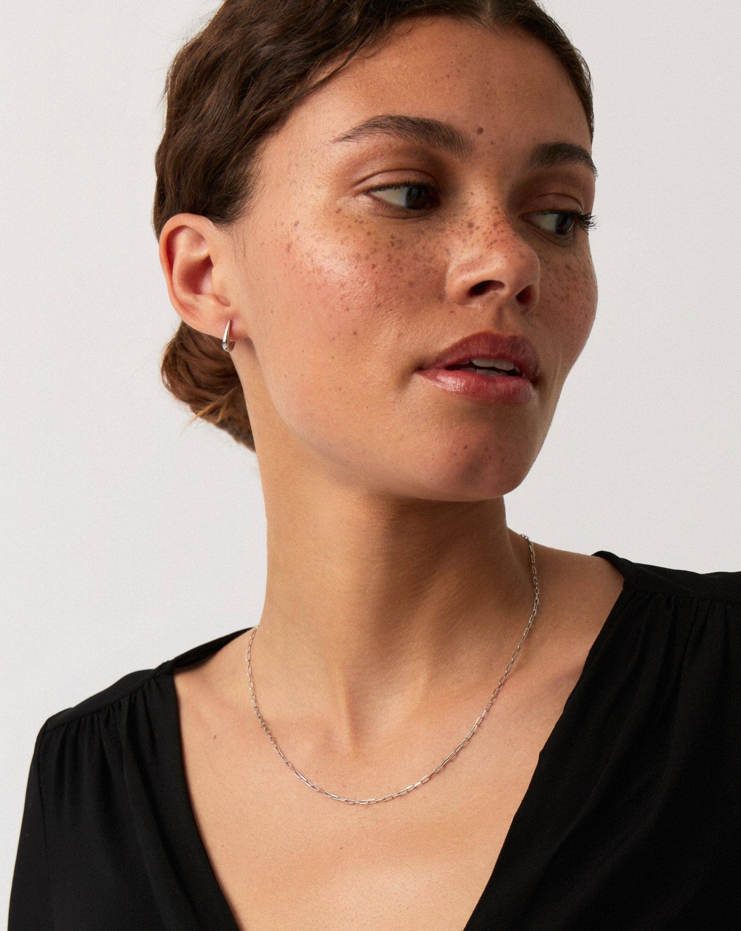 Solid Gold Classic Paperclip Chain Necklace | 14k Solid White Gold