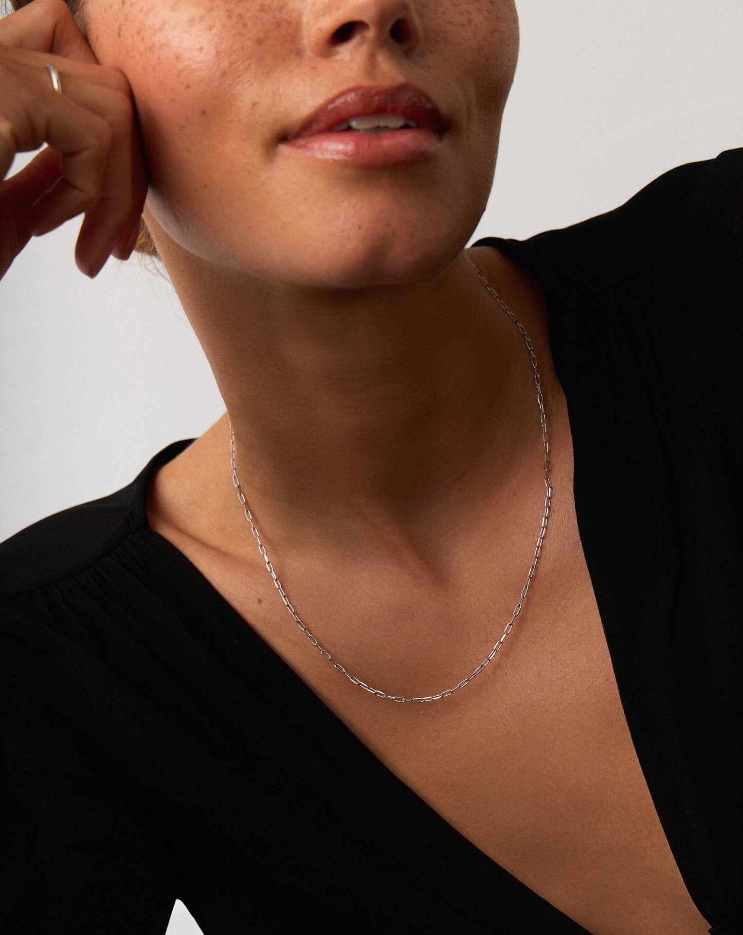 Solid Gold Classic Paperclip Chain Necklace | 14k Solid White Gold