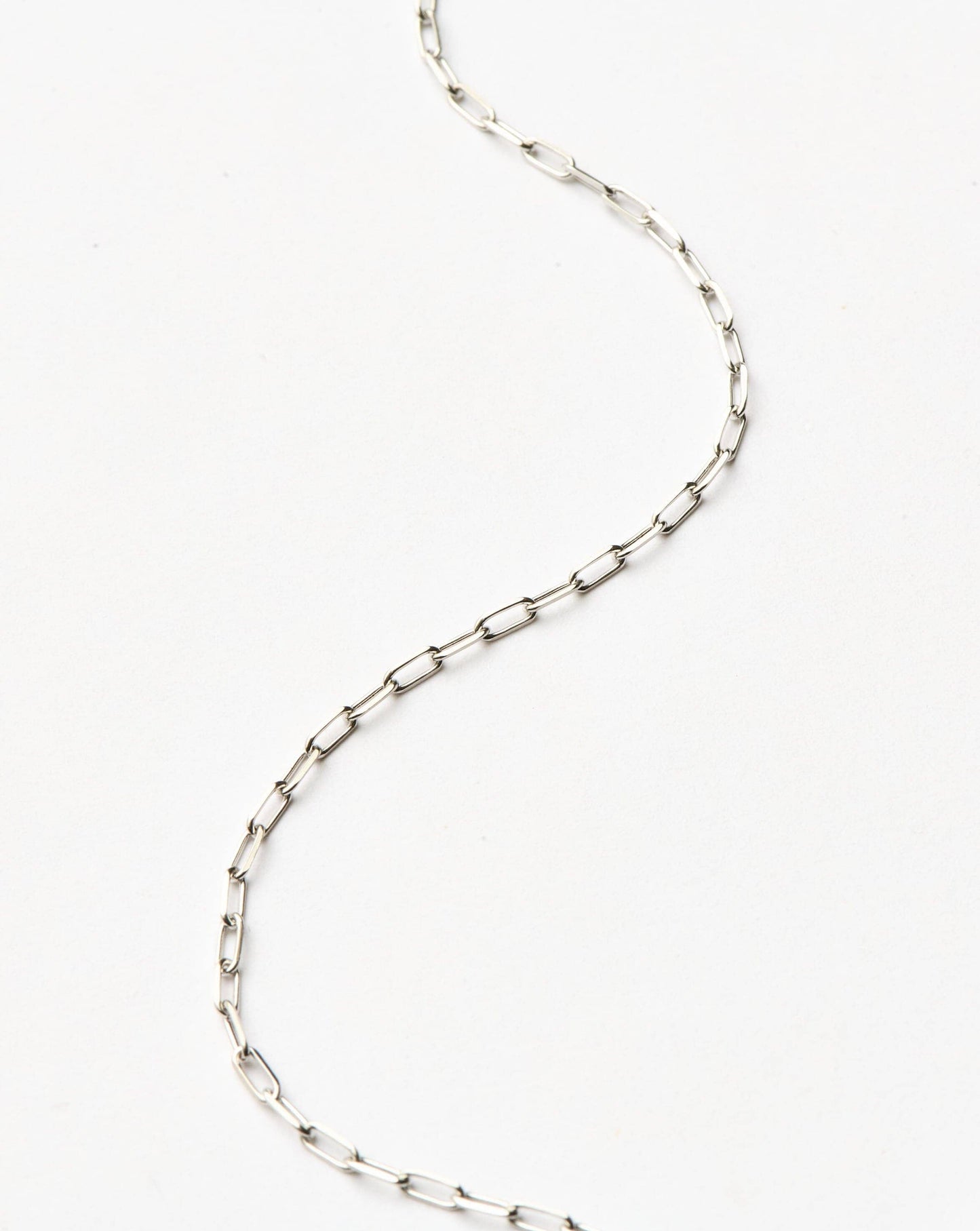 Solid Gold Classic Paperclip Chain Necklace | 14k Solid White Gold