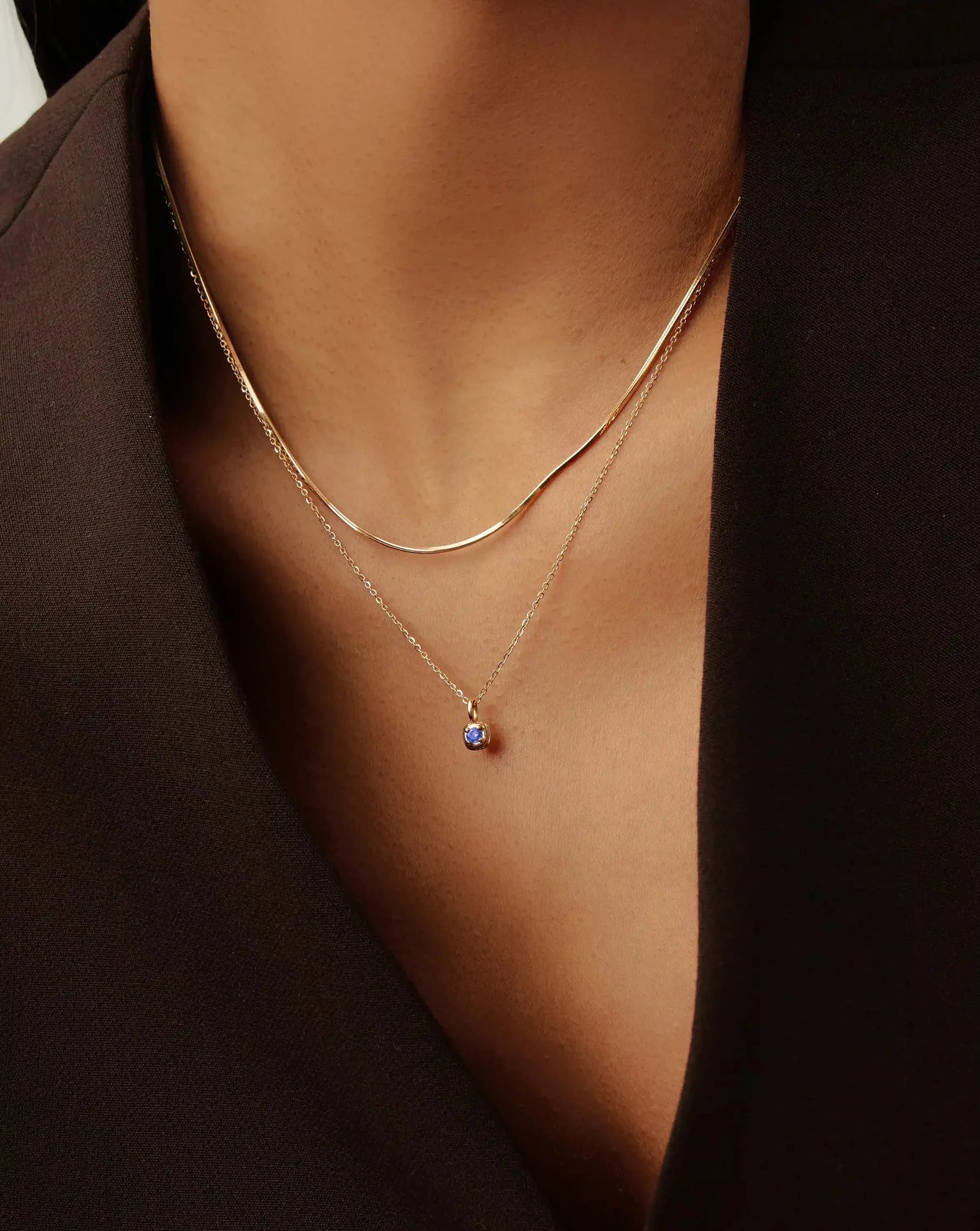 Solid Gold December Birthstone Pendant Necklace | 14k Solid Gold/Tanzanite