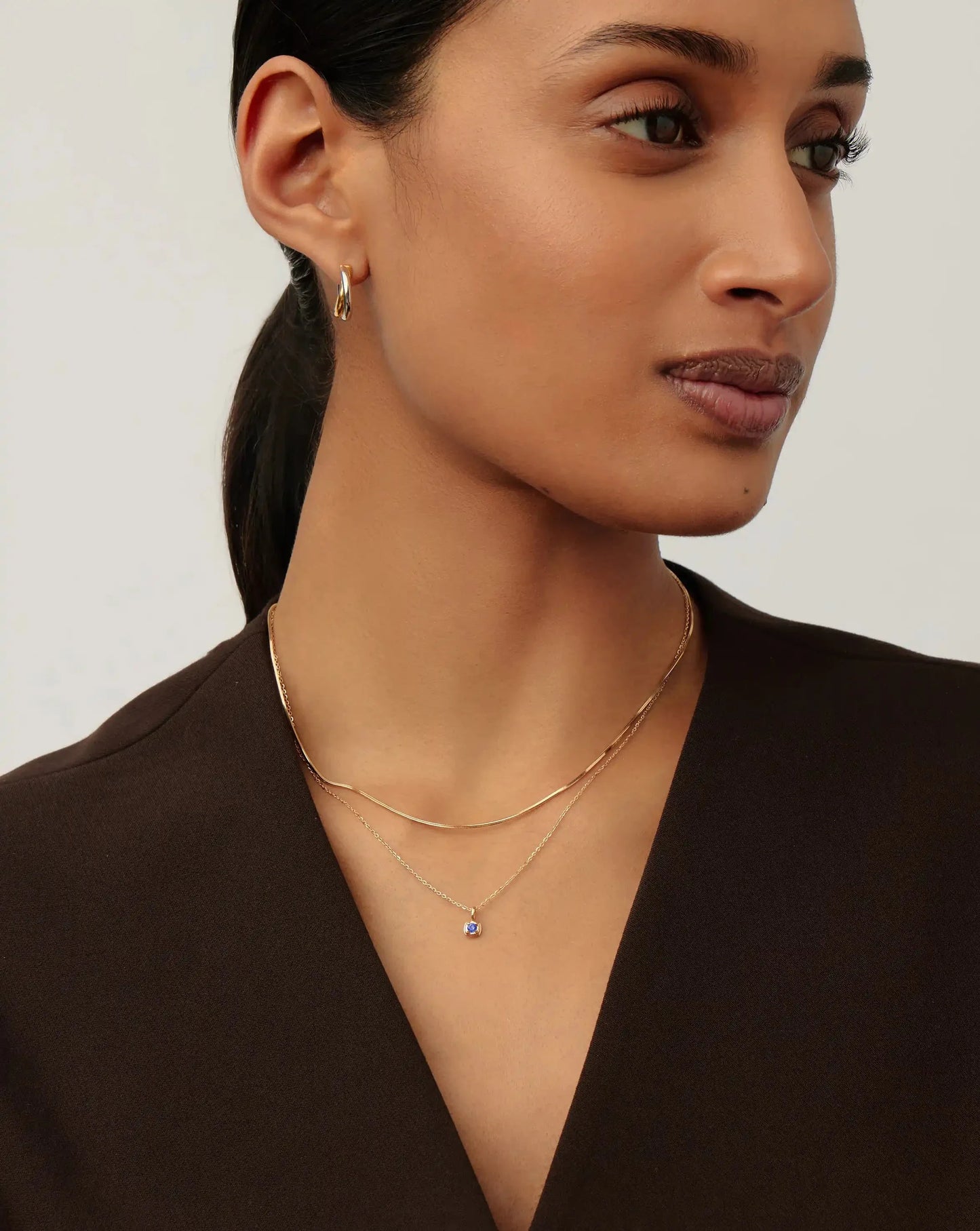 Solid Gold December Birthstone Pendant Necklace | 14k Solid Gold/Tanzanite
