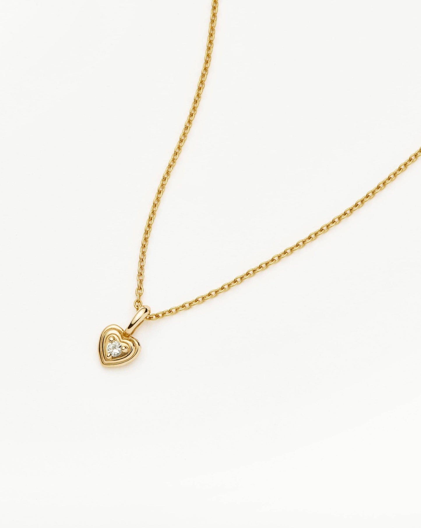 Solid Gold Diamond Heart Mini Pendant Necklace | 14k solid Gold/Diamond