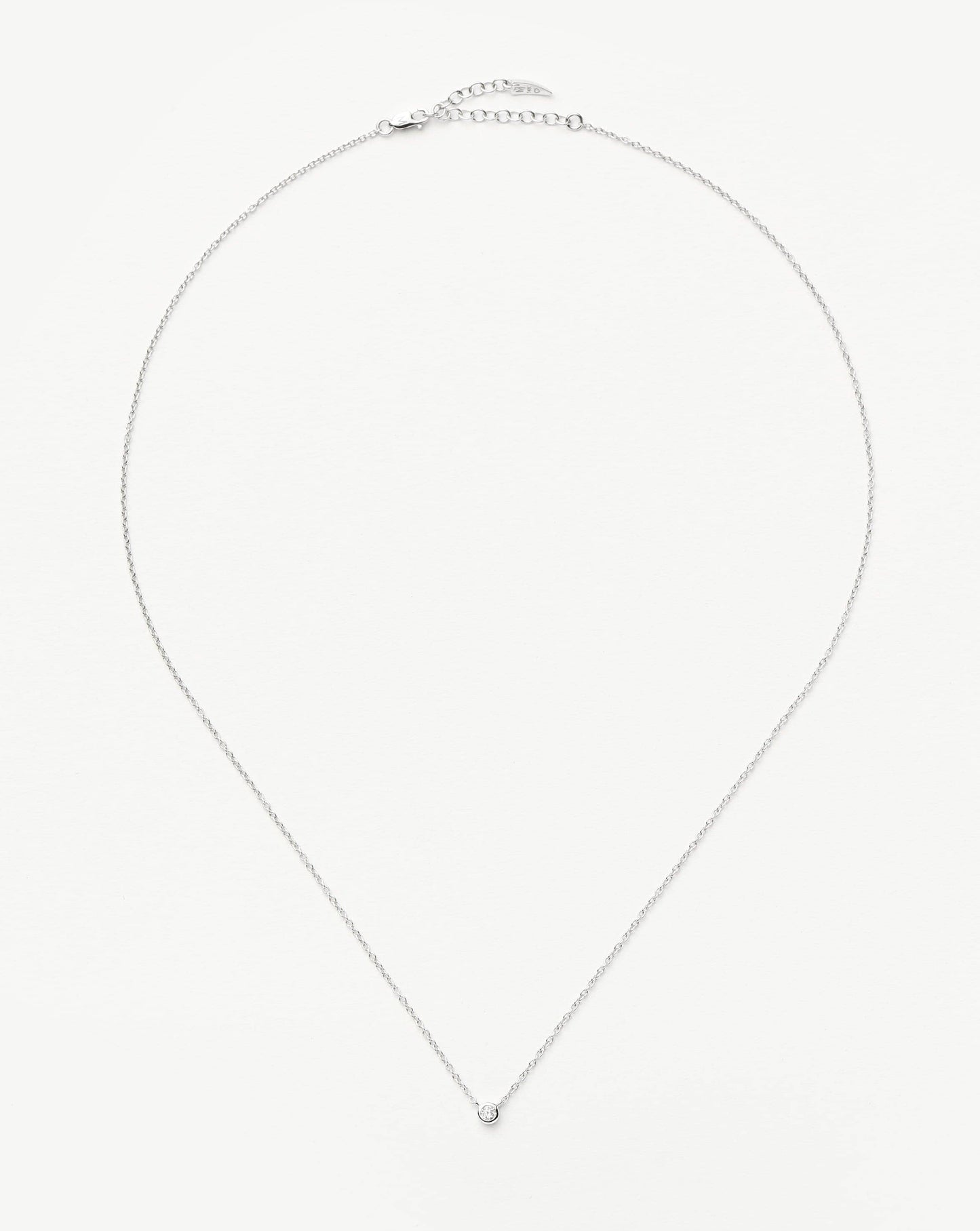 Solid Gold Diamond Solitaire Pendant Necklace | 14k Solid White Gold/Diamond
