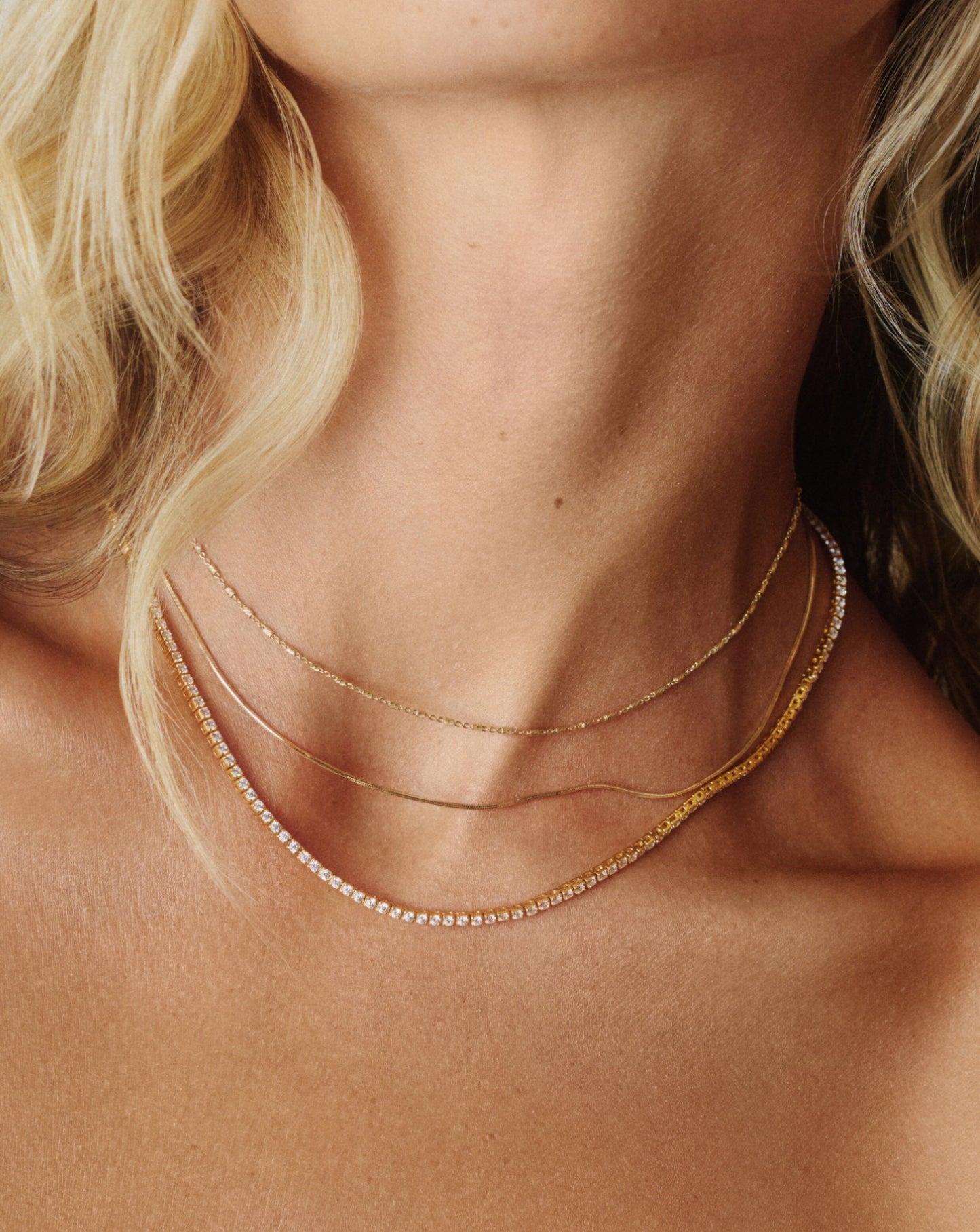 Solid Gold Diamond Tennis Necklace | 14k Solid Gold Diamond