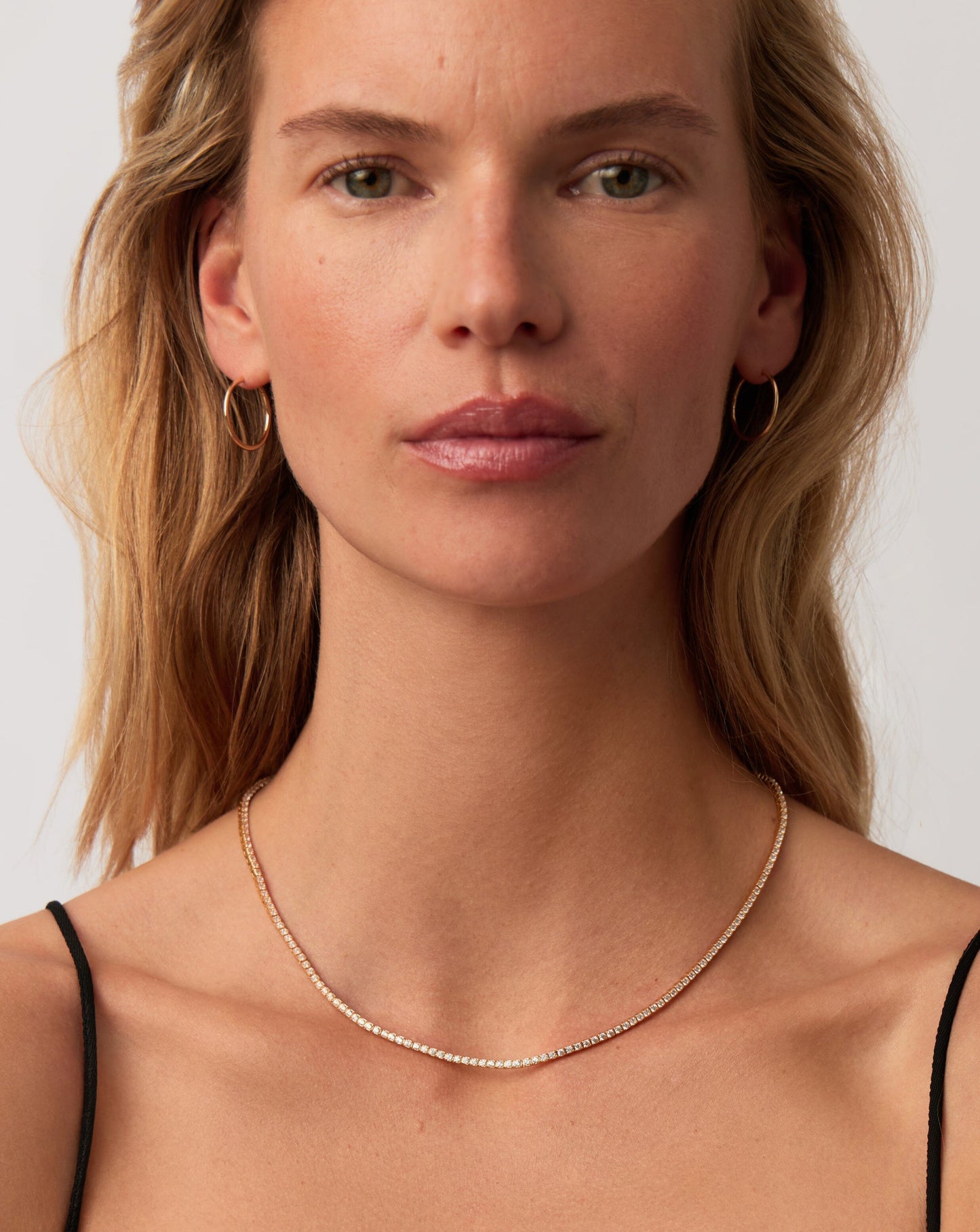 Solid Gold Diamond Tennis Necklace | 14k Solid Gold Diamond