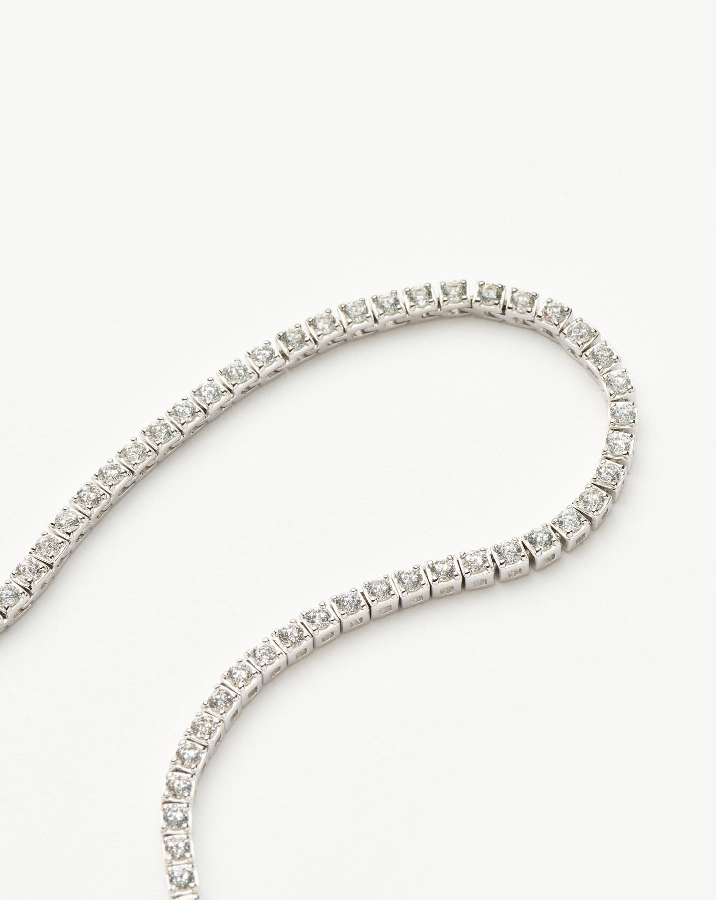 Solid Gold Diamond Tennis Necklace | 14k Solid White Gold Diamond