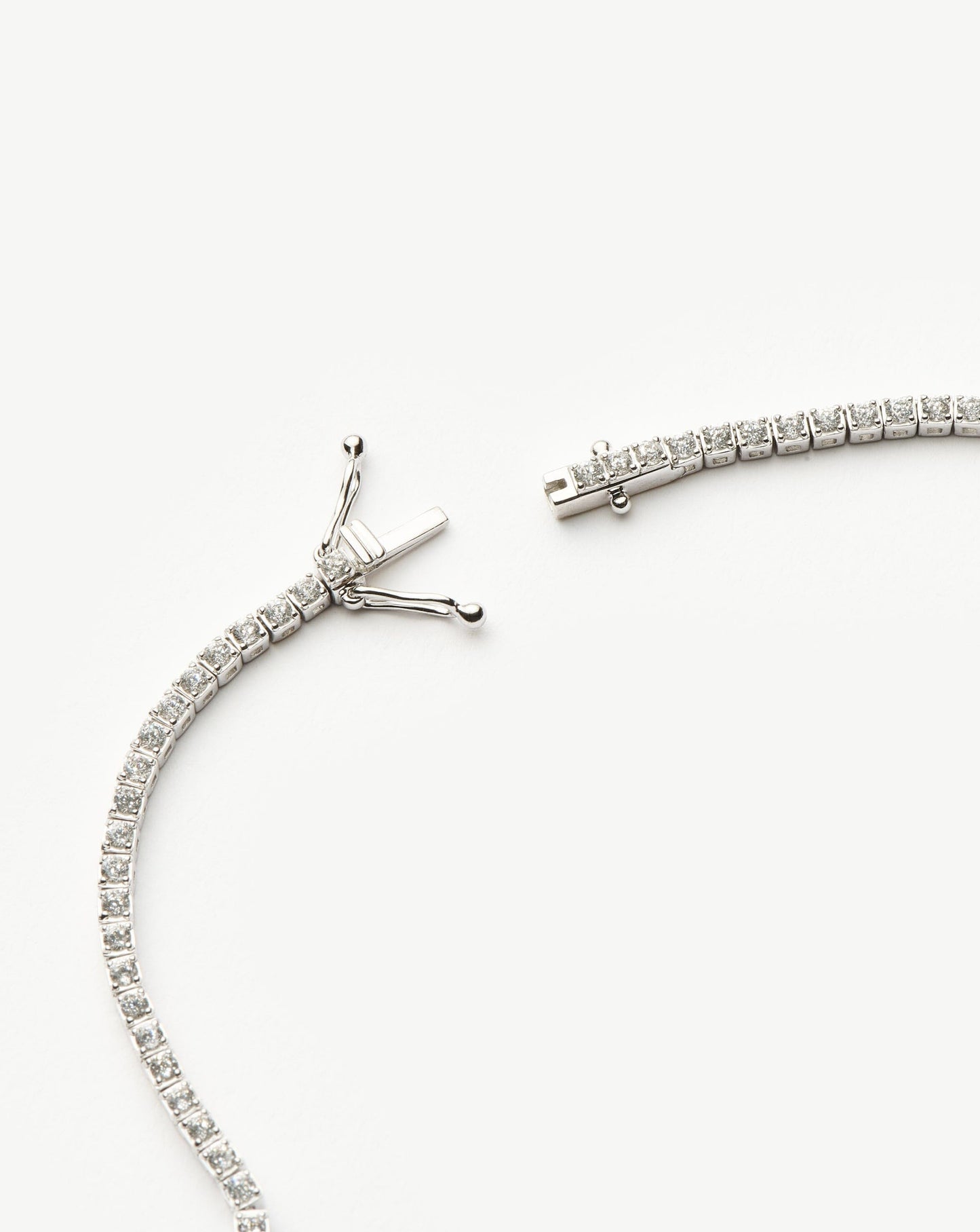 Solid Gold Diamond Tennis Necklace | 14k Solid White Gold Diamond