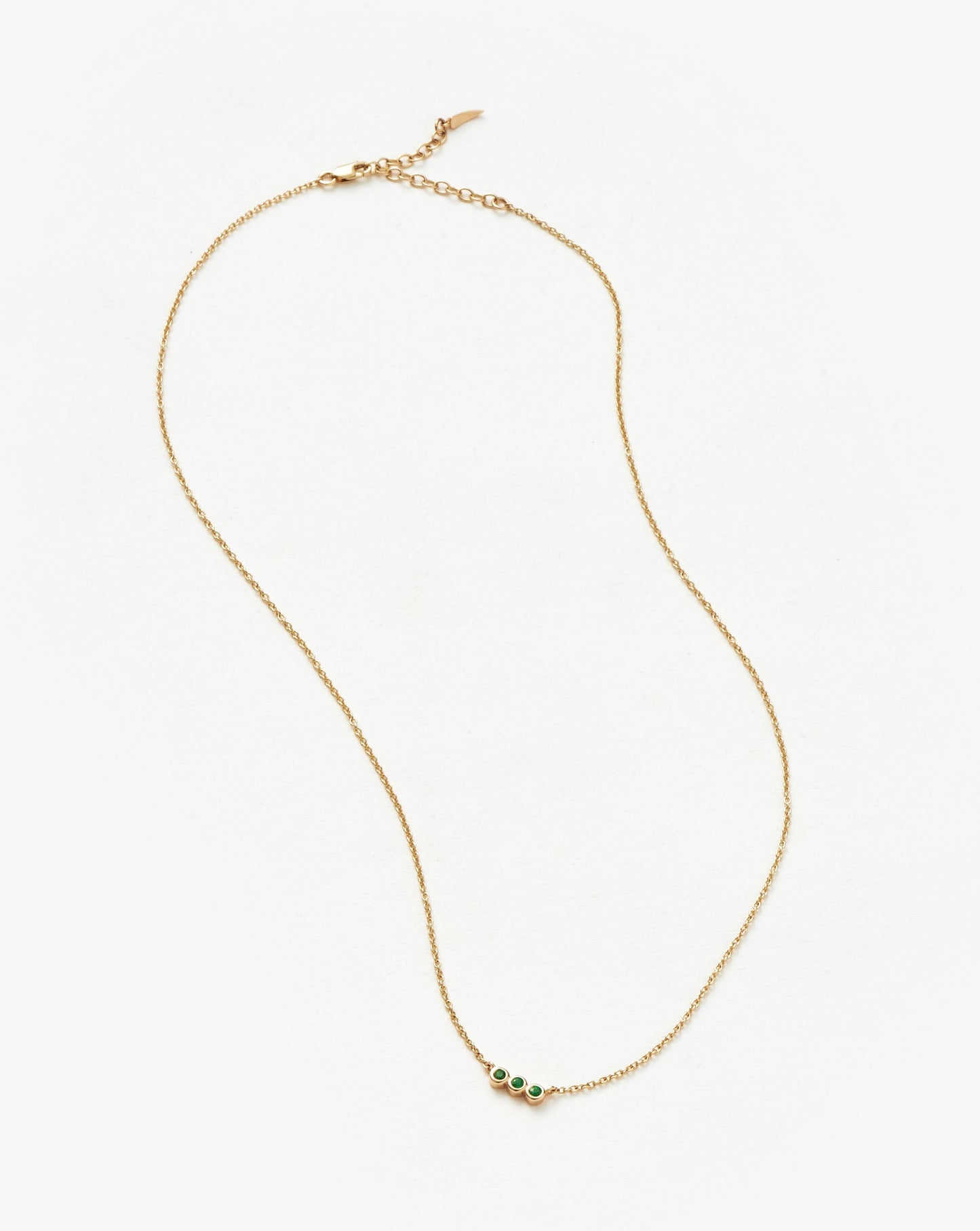 Solid Gold Emerald Solitaire Trio Necklace