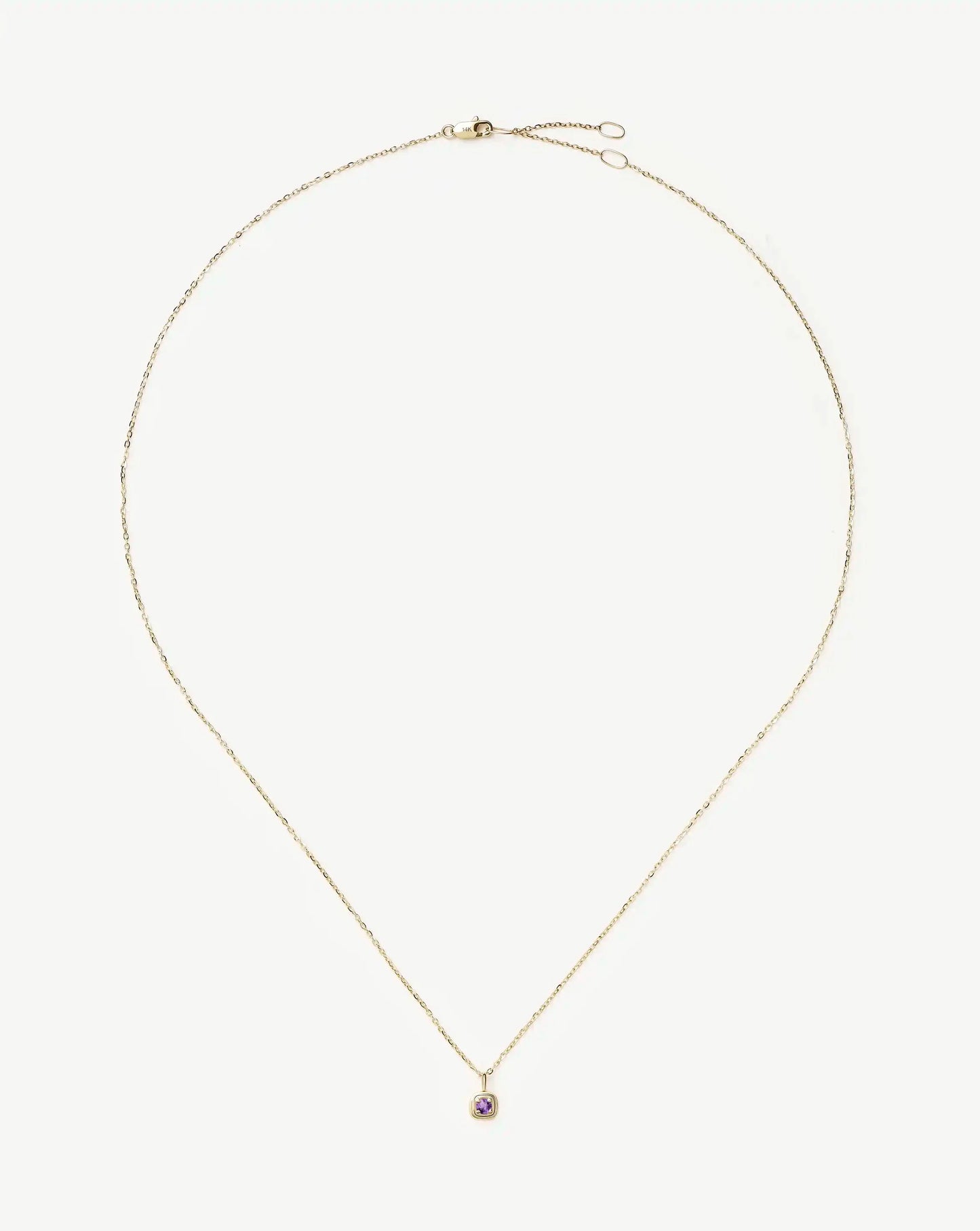 Solid Gold February Birthstone Pendant Necklace | 14k Solid Gold/Amethyst