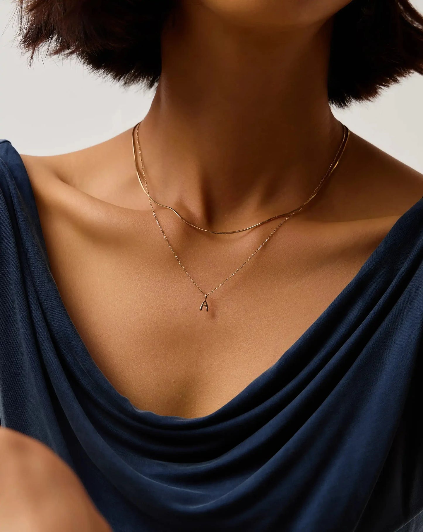 Solid Gold Initial Mini Pendant Necklace - A | 14k Solid Gold
