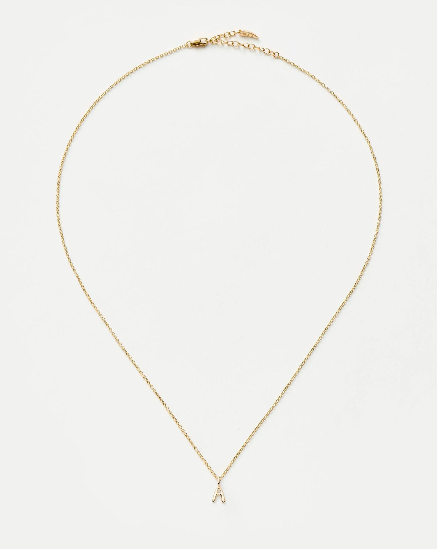 Solid Gold Initial Mini Pendant Necklace - A | 14k Solid Gold