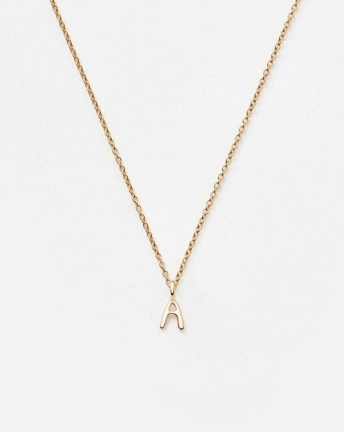 Solid Gold Initial Mini Pendant Necklace - A | 14k Solid Gold