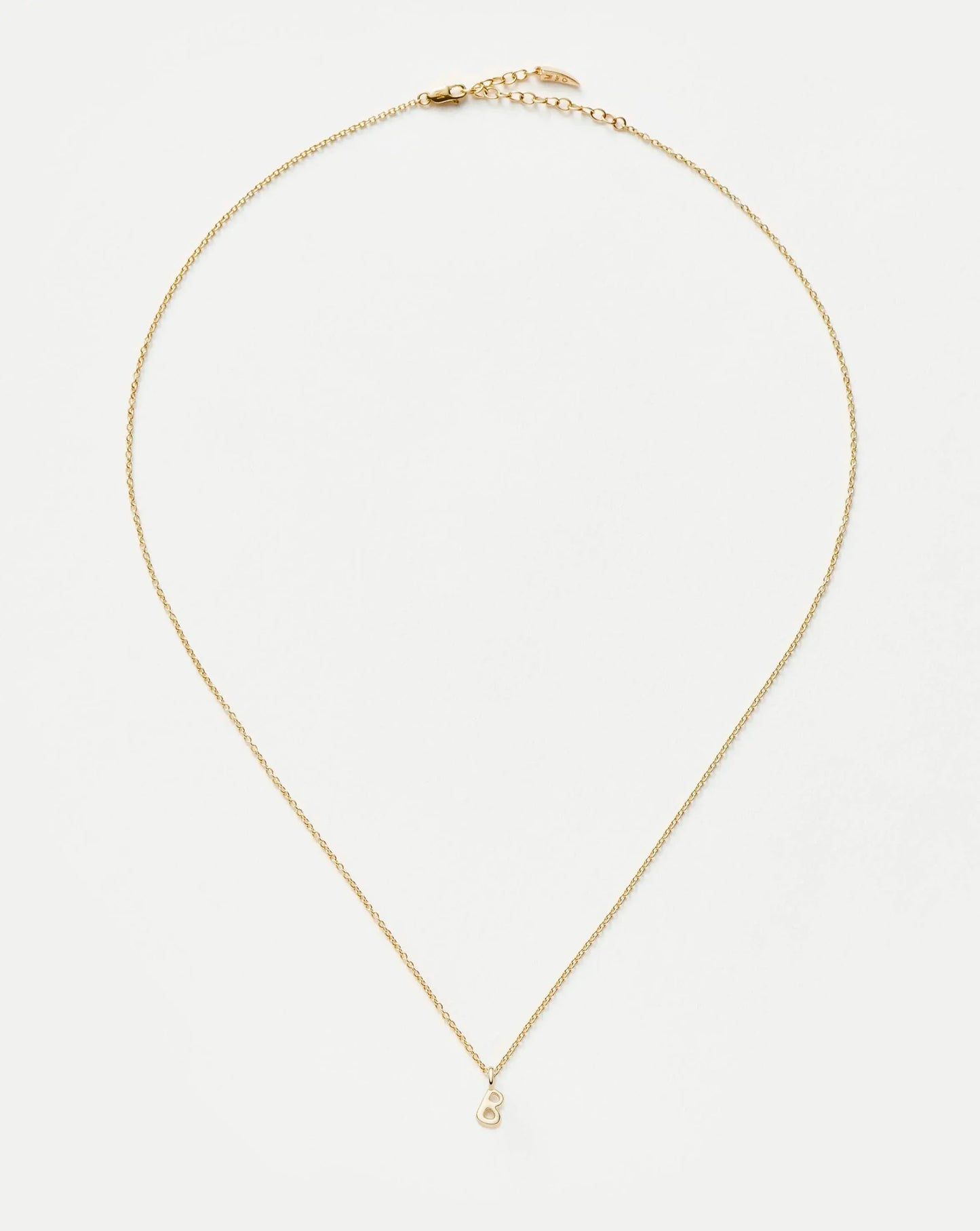 Solid Gold Initial Mini Pendant Necklace - B | 14k Solid Gold