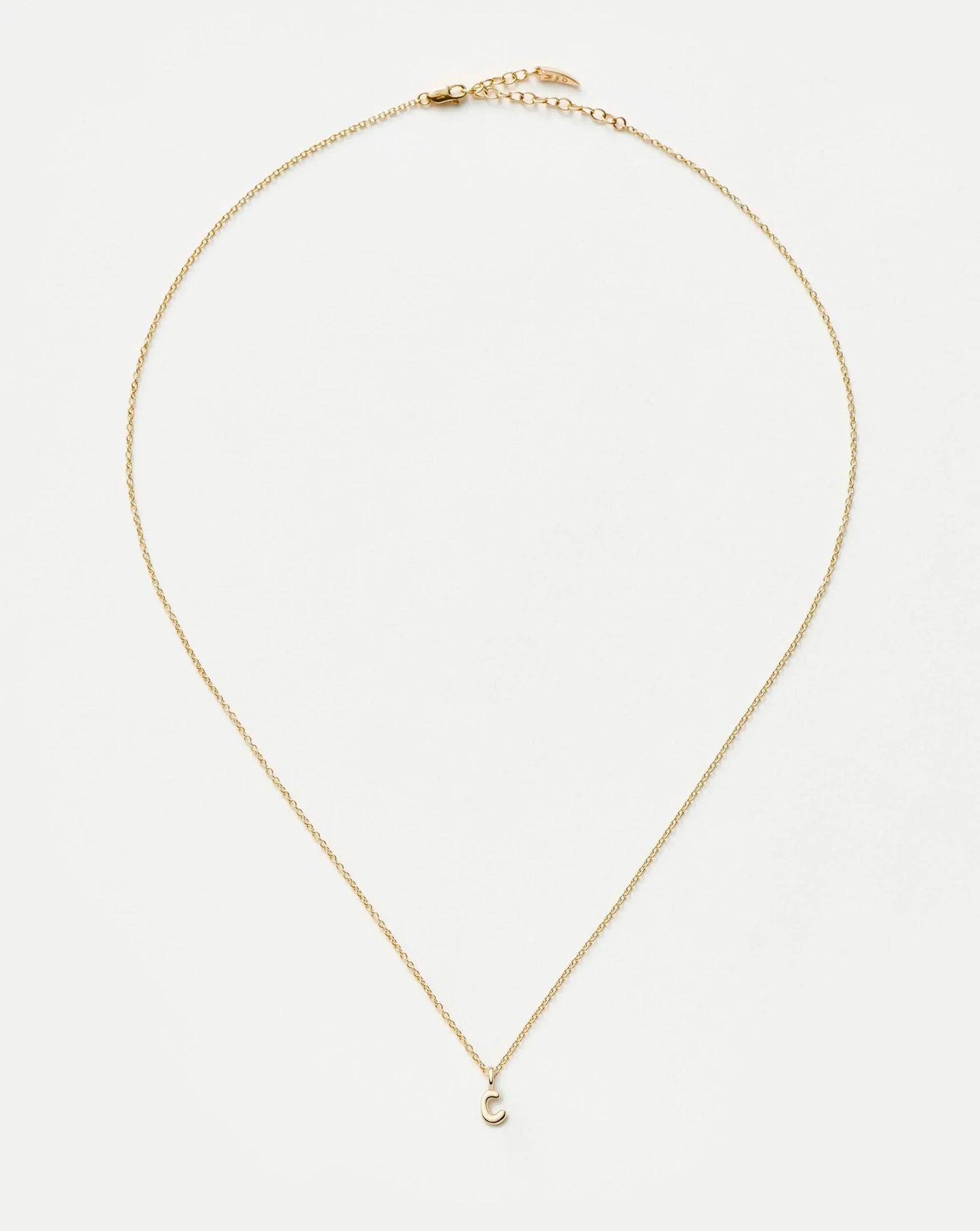 Solid Gold Initial Mini Pendant Necklace - C | 14k Solid Gold