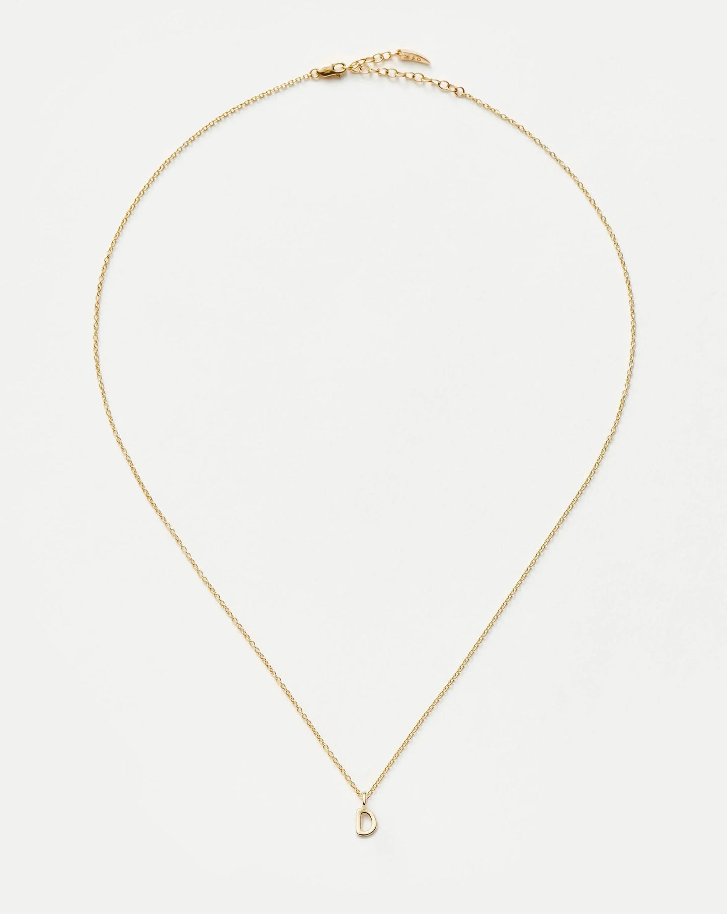 Solid Gold Initial Mini Pendant Necklace - D | 14k Solid Gold