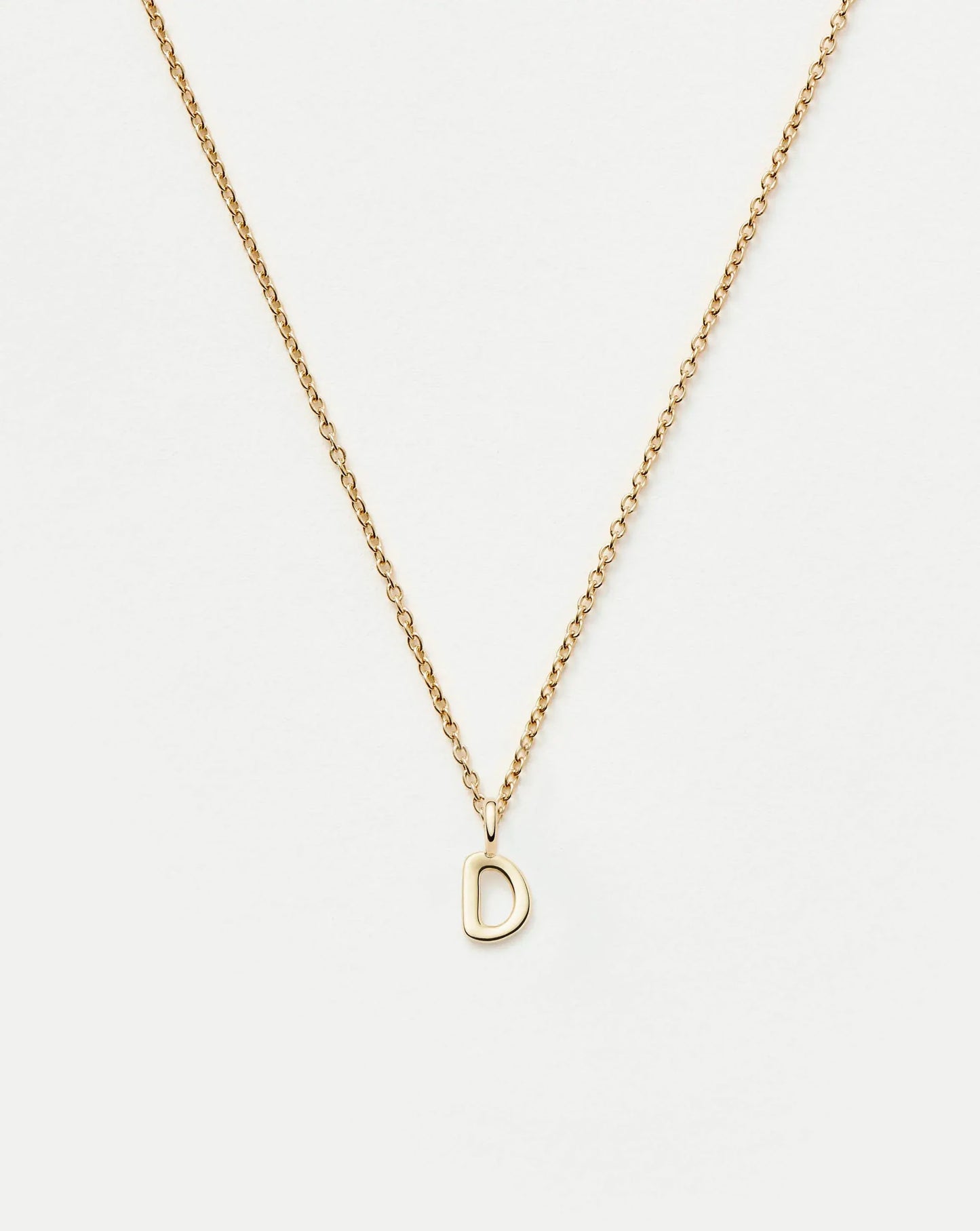 Solid Gold Initial Mini Pendant Necklace - D | 14k Solid Gold