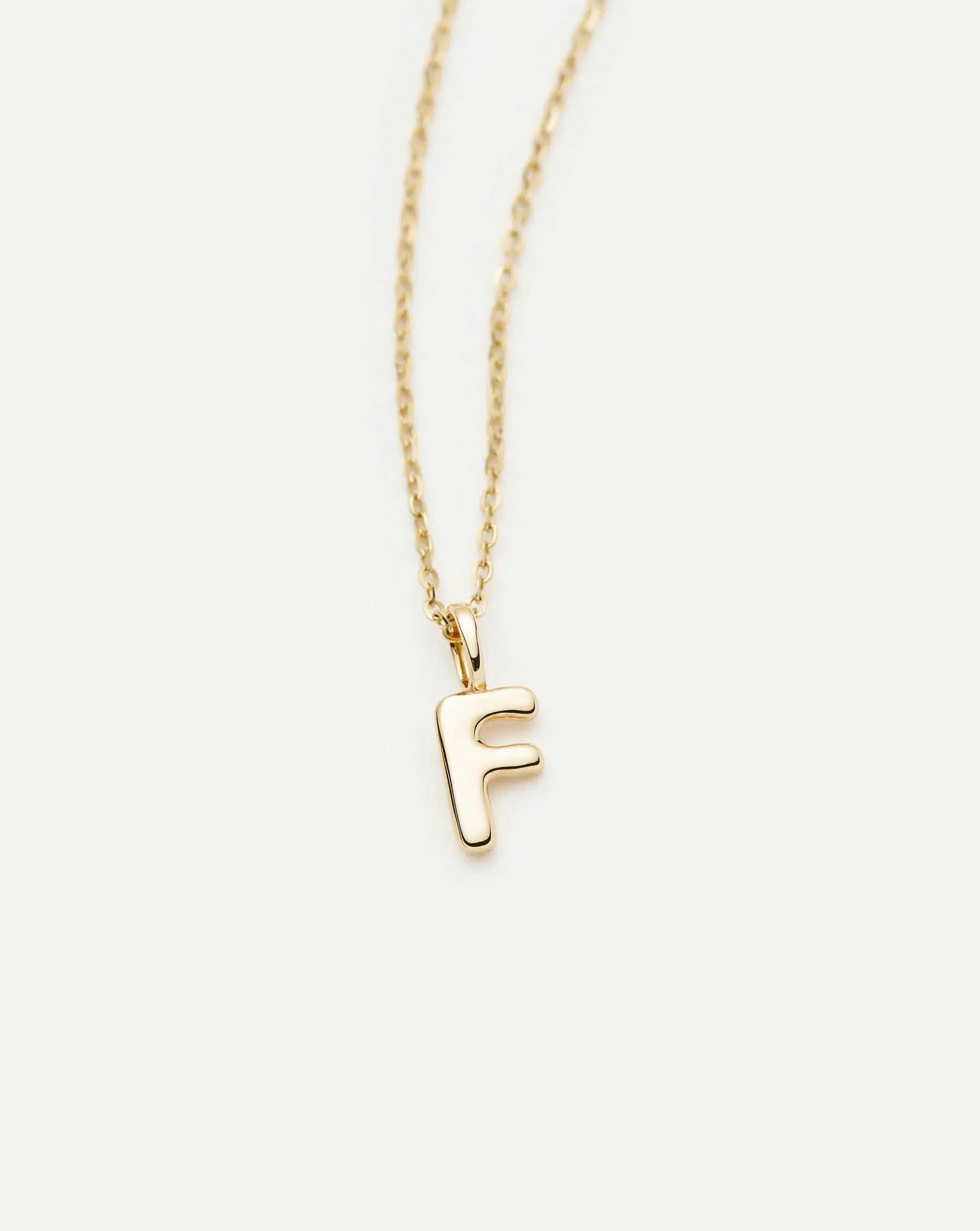 Solid Gold Initial Mini Pendant Necklace - F | 14k Solid Gold