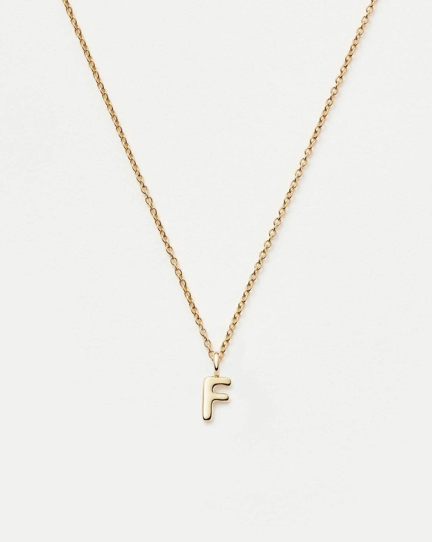 Solid Gold Initial Mini Pendant Necklace - F | 14k Solid Gold