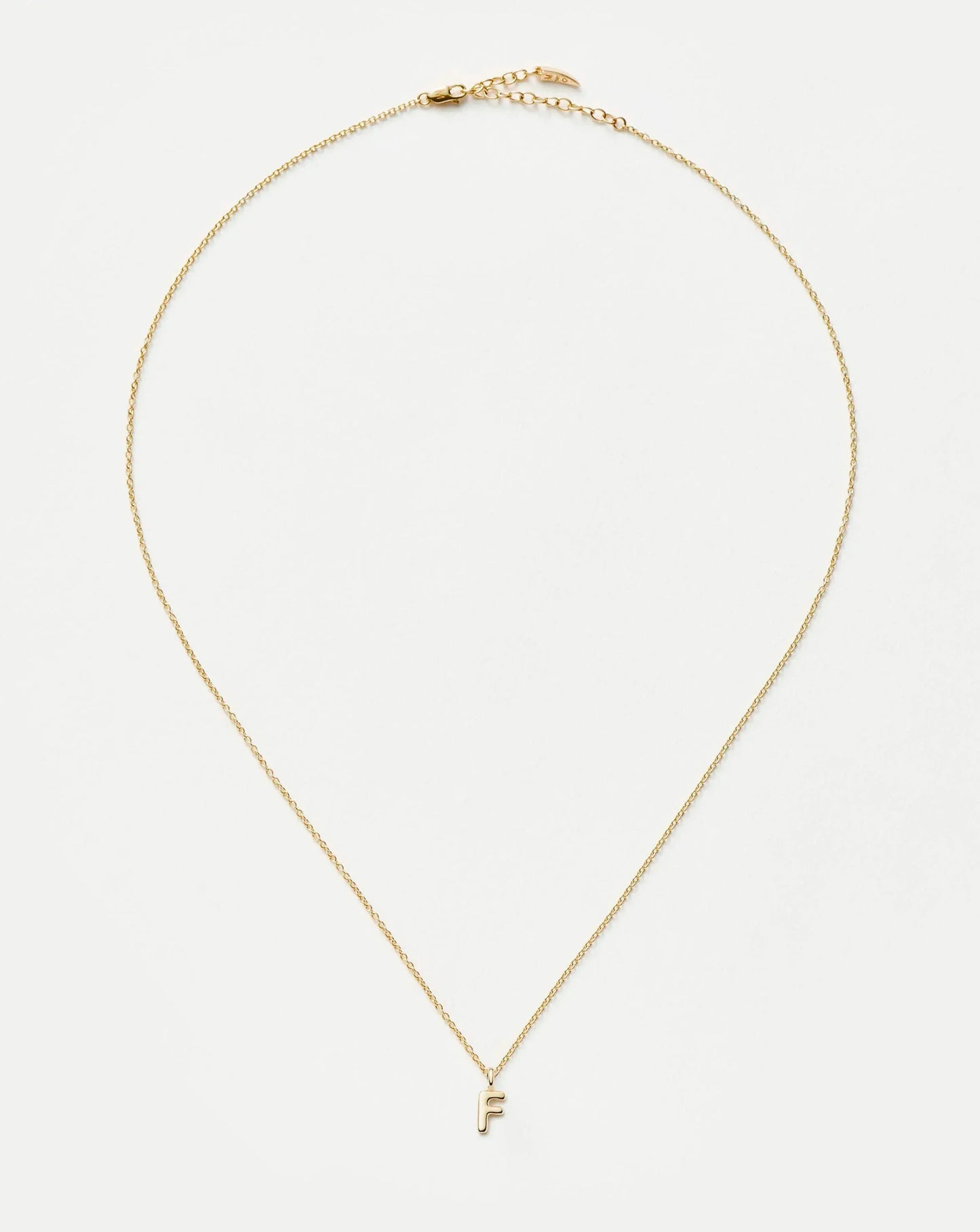 Solid Gold Initial Mini Pendant Necklace - F | 14k Solid Gold