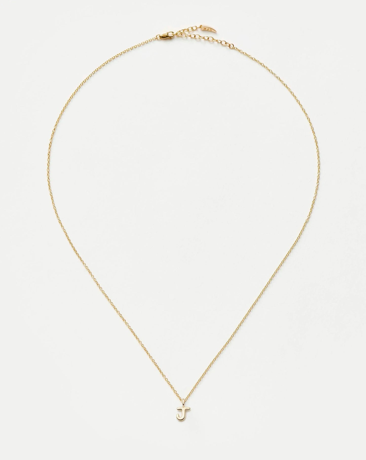 Solid Gold Initial Mini Pendant Necklace - J | 14k Solid Gold