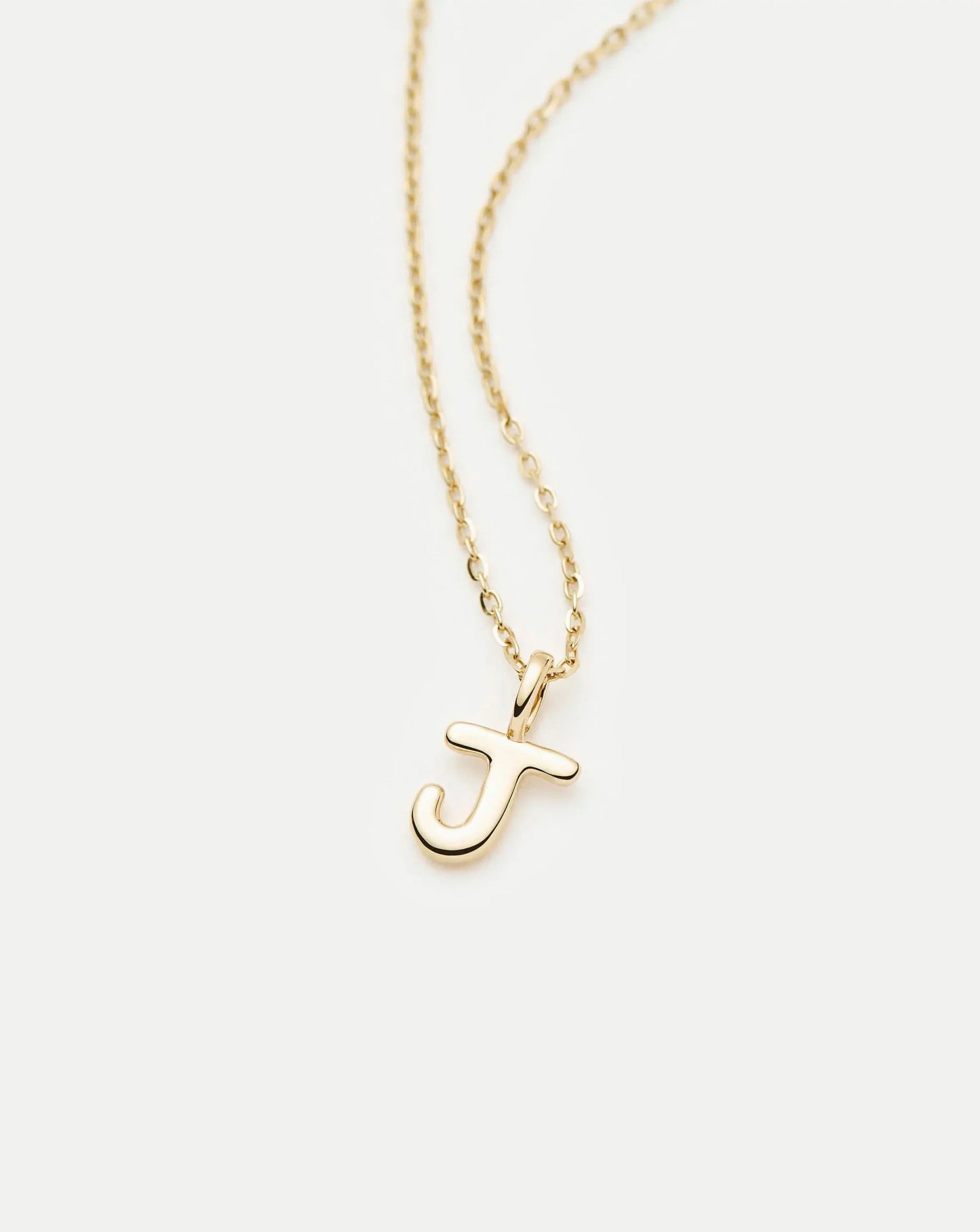 Solid Gold Initial Mini Pendant Necklace - J | 14k Solid Gold