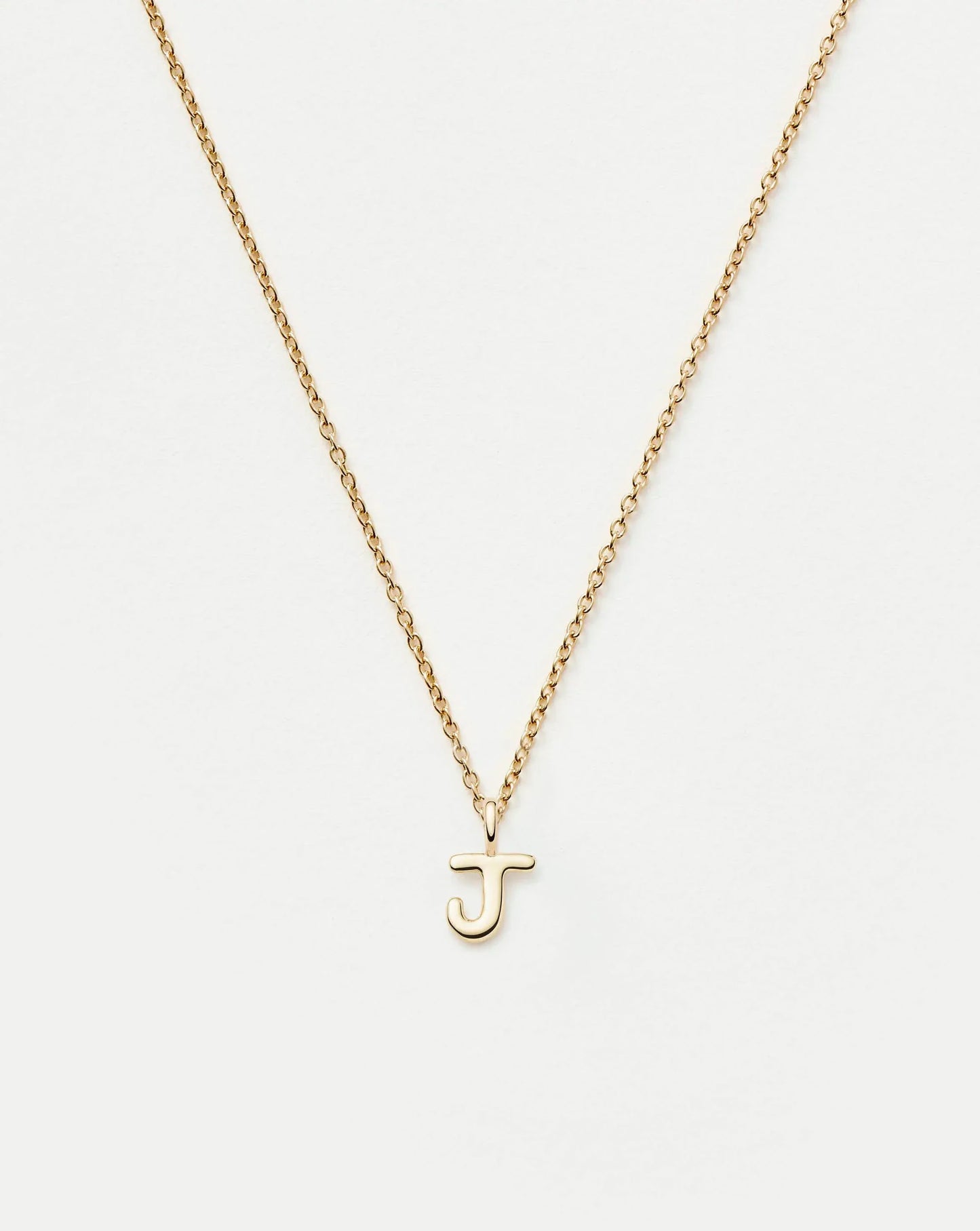 Solid Gold Initial Mini Pendant Necklace - J | 14k Solid Gold