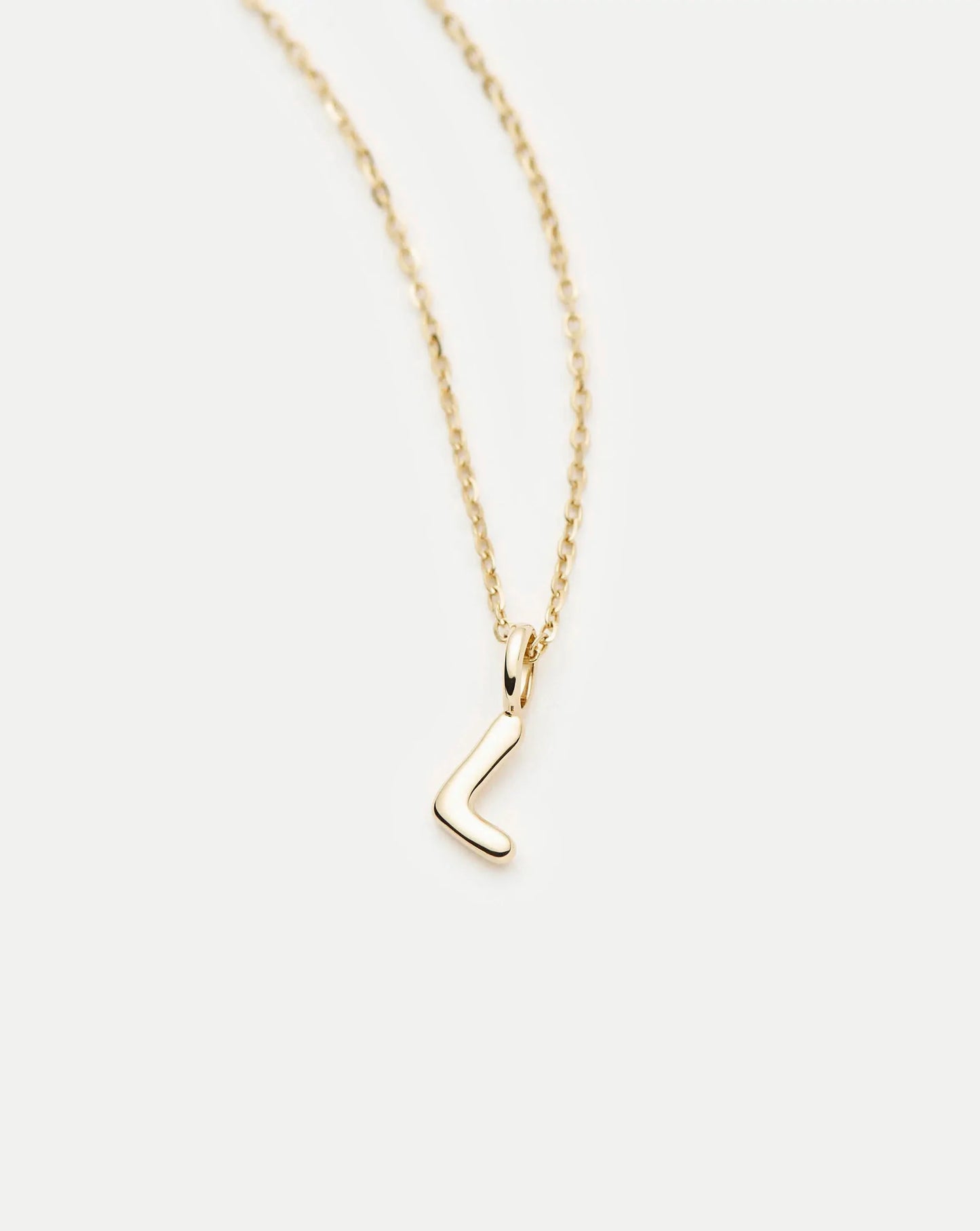 Solid Gold Initial Mini Pendant Necklace - L | 14k Solid Gold
