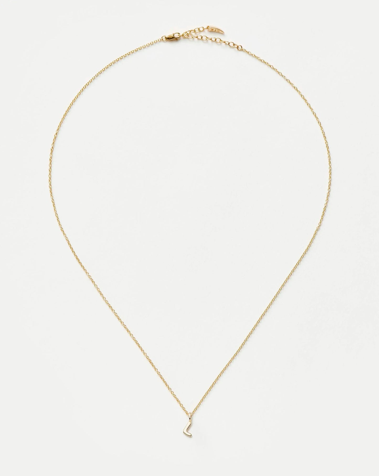 Solid Gold Initial Mini Pendant Necklace - L | 14k Solid Gold