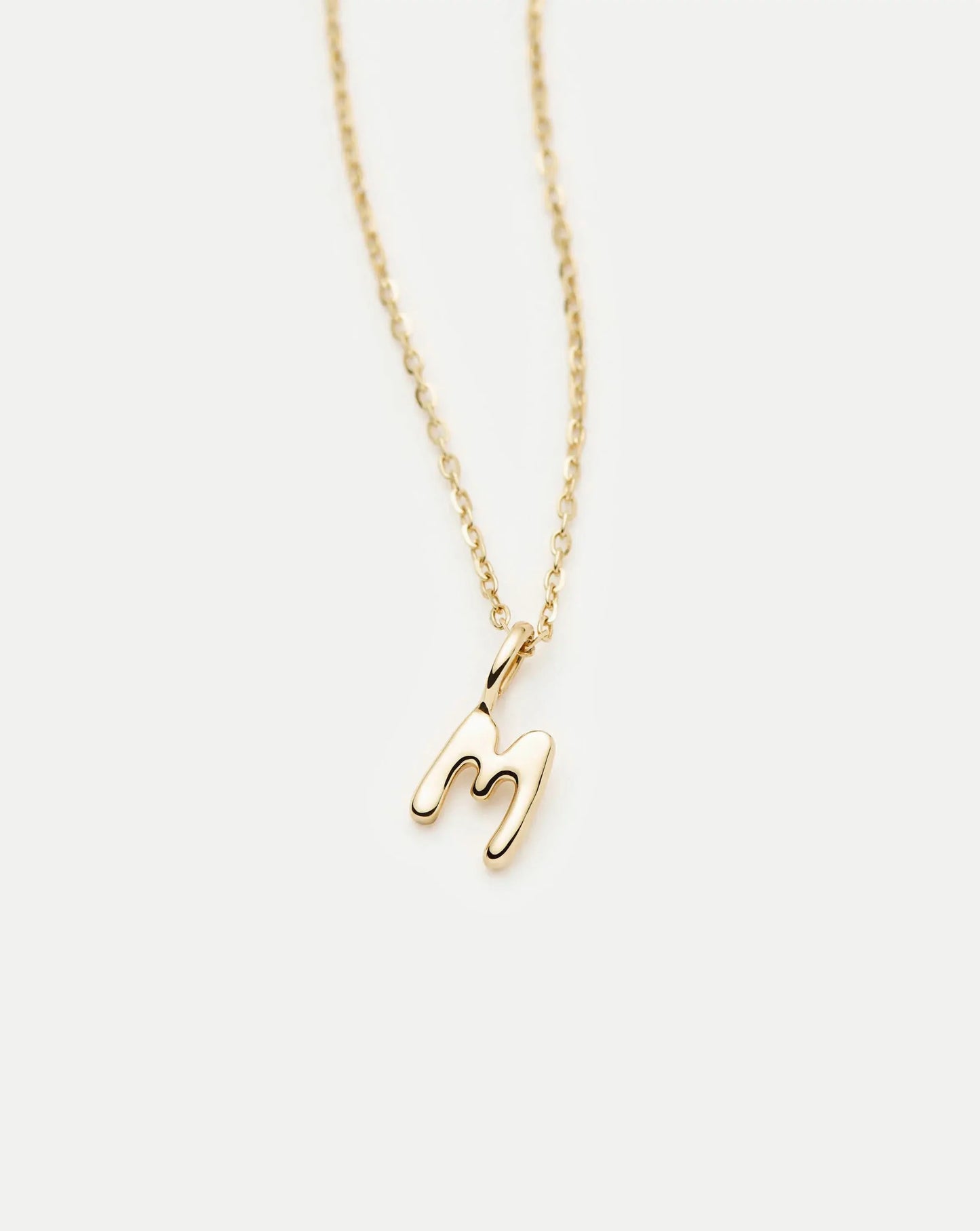 Solid Gold Initial Mini Pendant Necklace - M | 14k Solid Gold