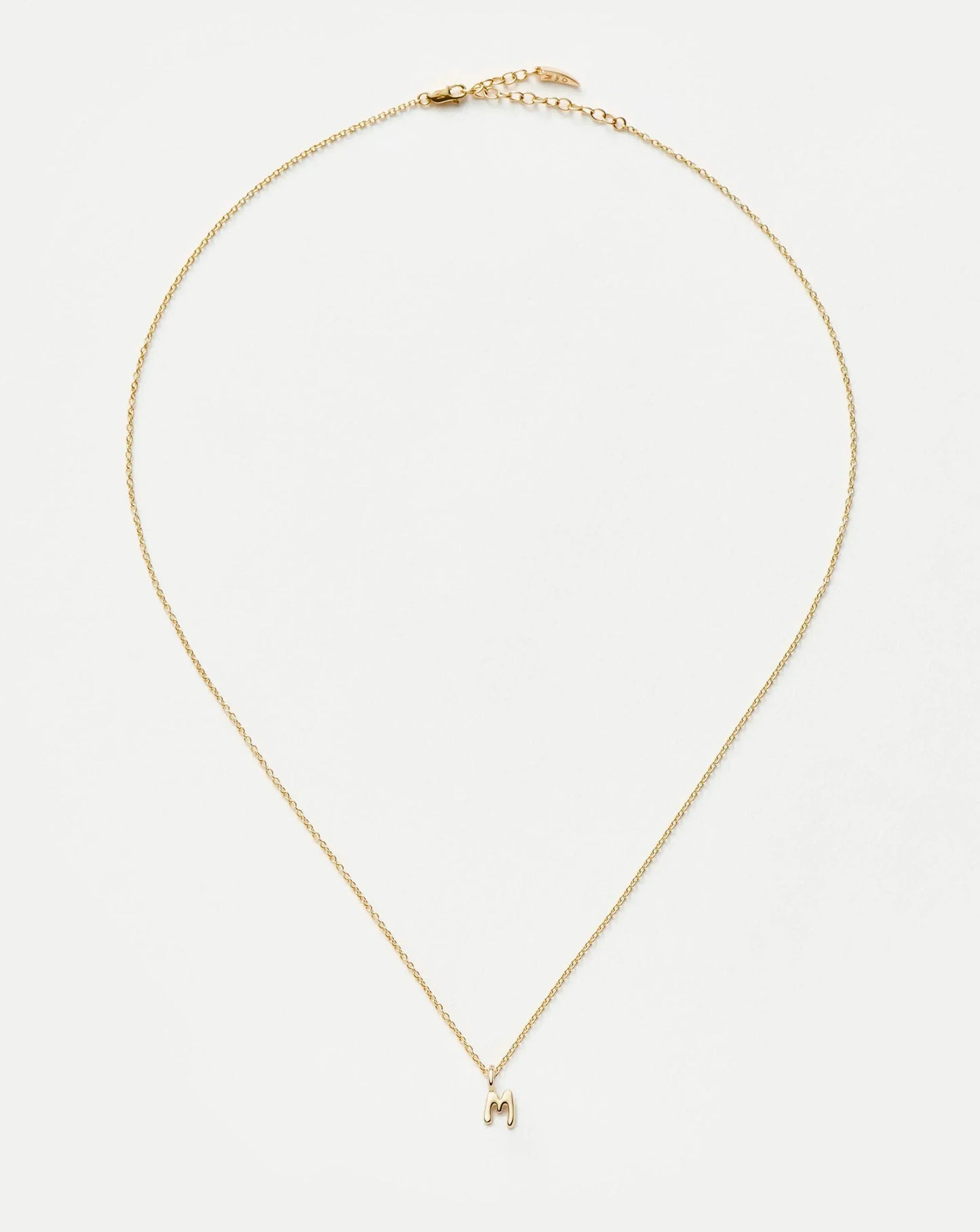 Solid Gold Initial Mini Pendant Necklace - M | 14k Solid Gold