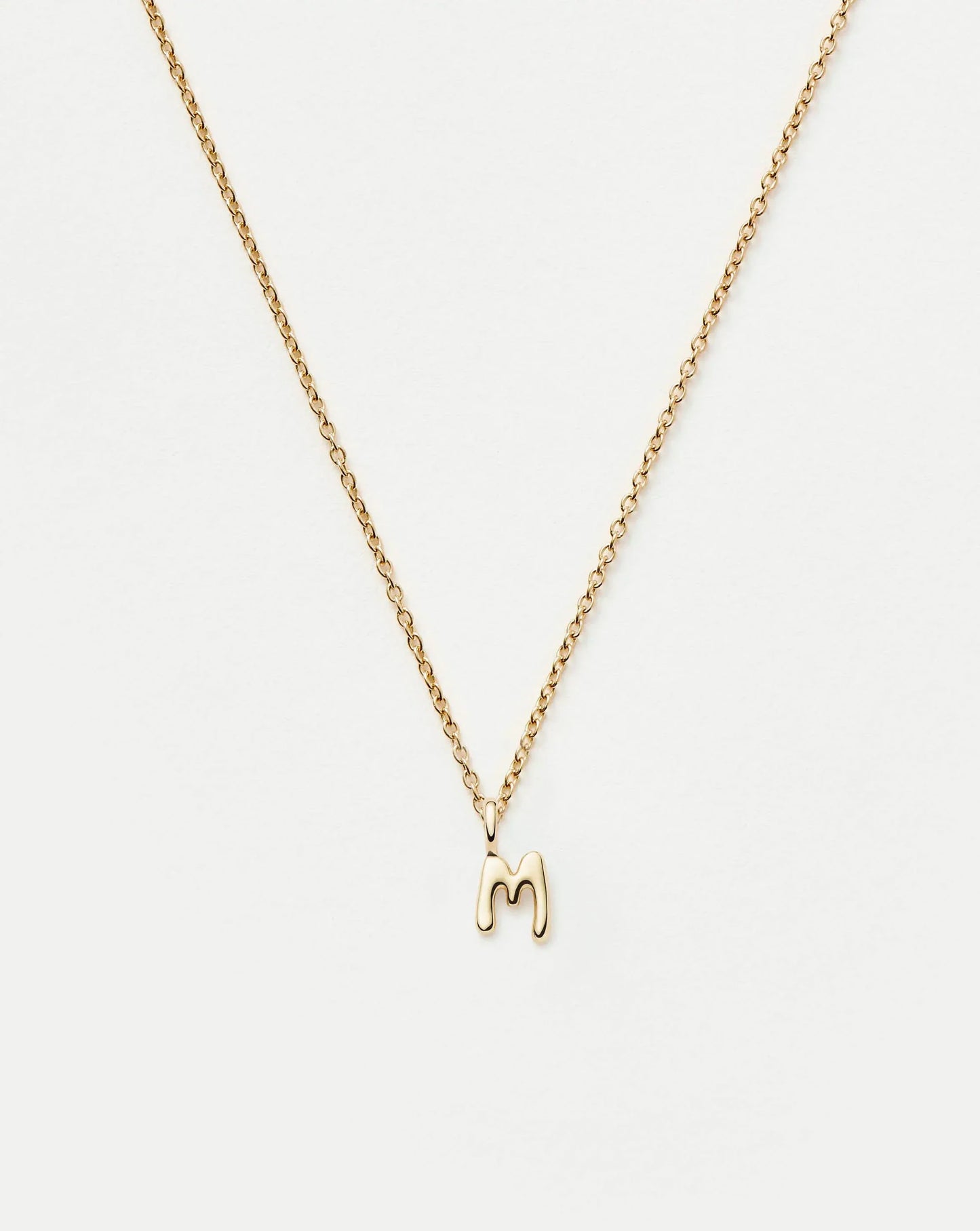 Solid Gold Initial Mini Pendant Necklace - M | 14k Solid Gold