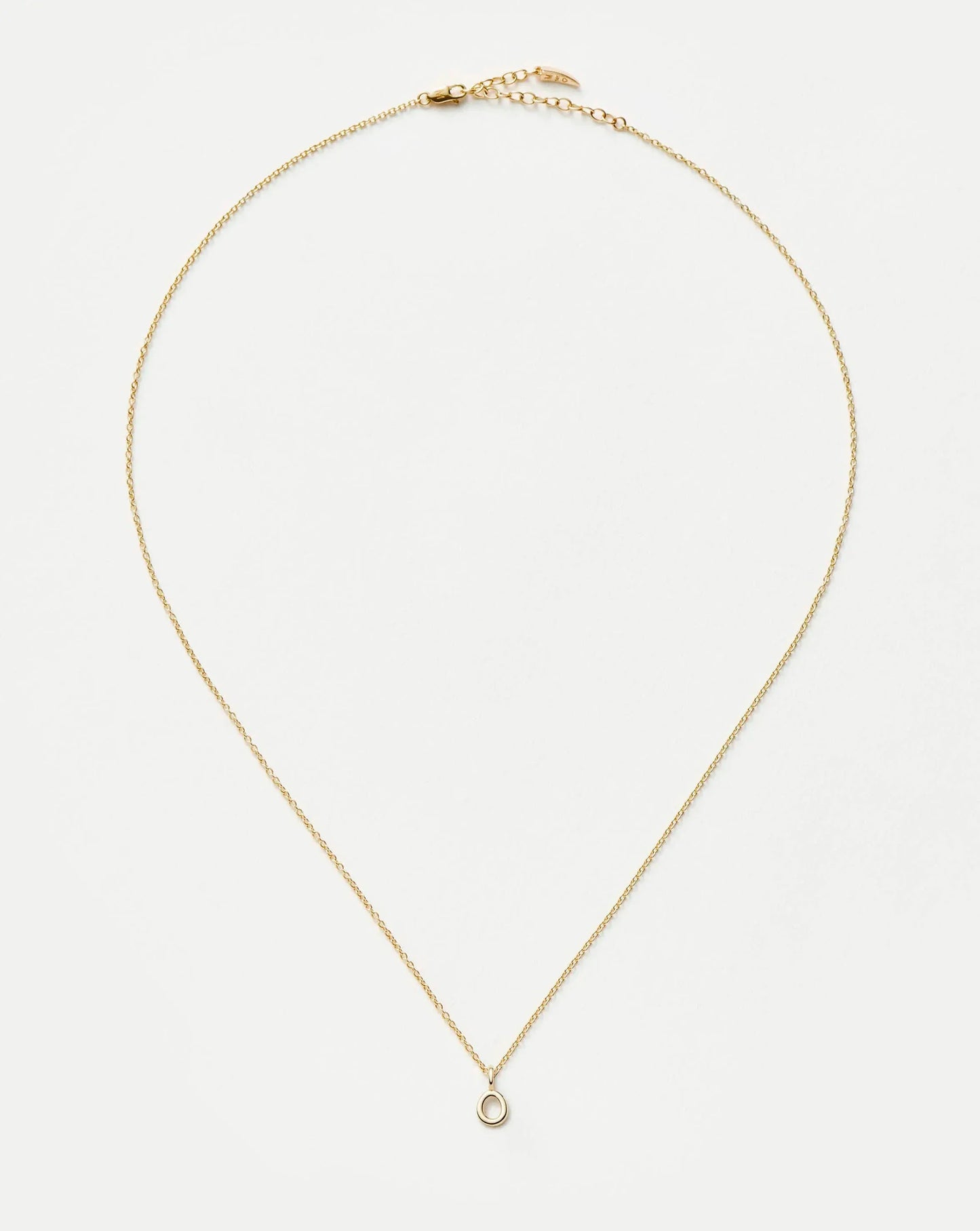 Solid Gold Initial Mini Pendant Necklace - O | 14k Solid Gold