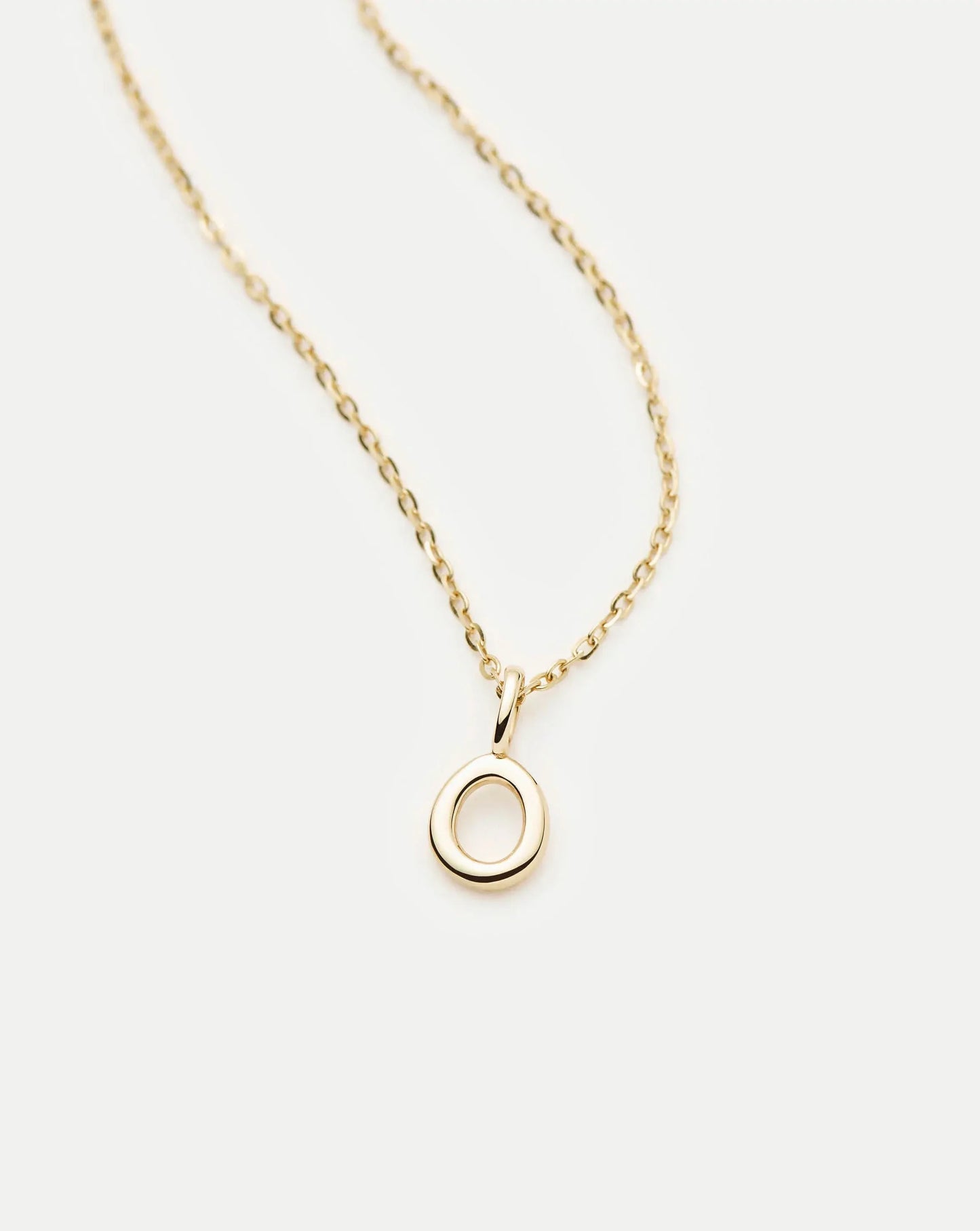 Solid Gold Initial Mini Pendant Necklace - O | 14k Solid Gold