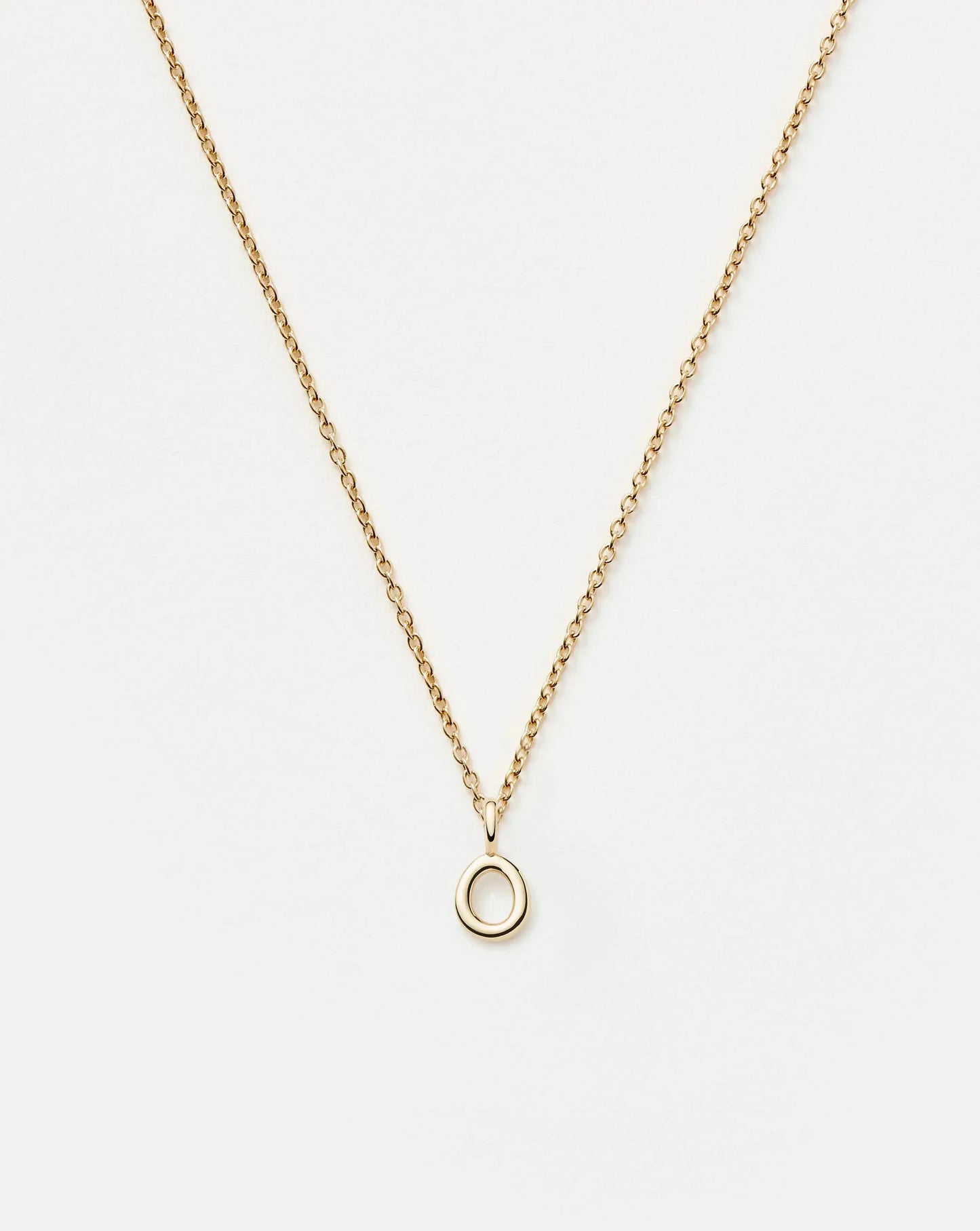 Solid Gold Initial Mini Pendant Necklace - O | 14k Solid Gold