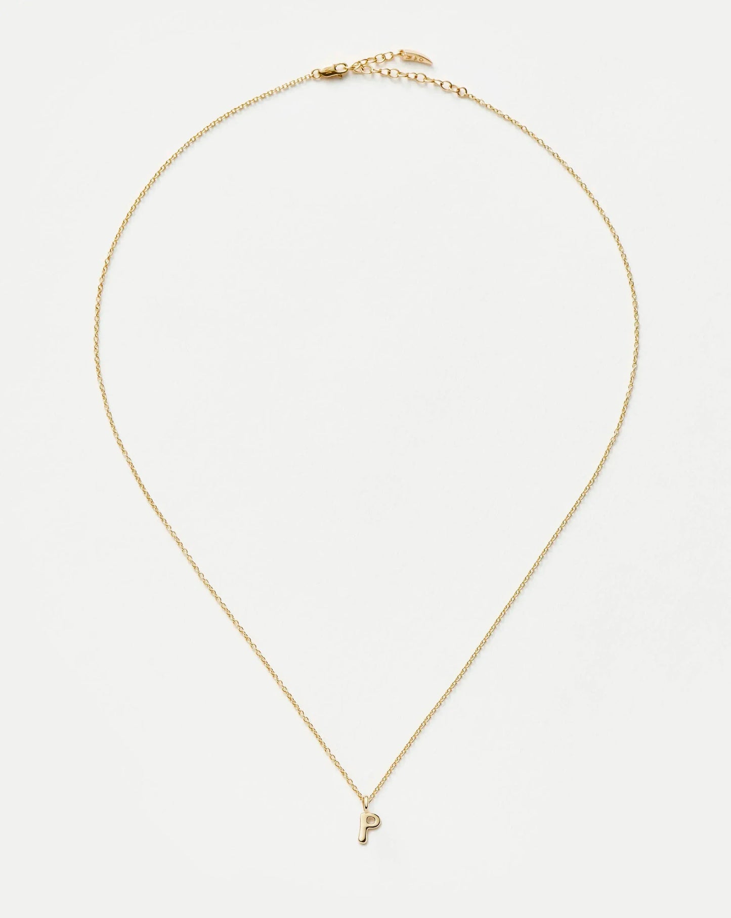 Solid Gold Initial Mini Pendant Necklace - P | 14k Solid Gold