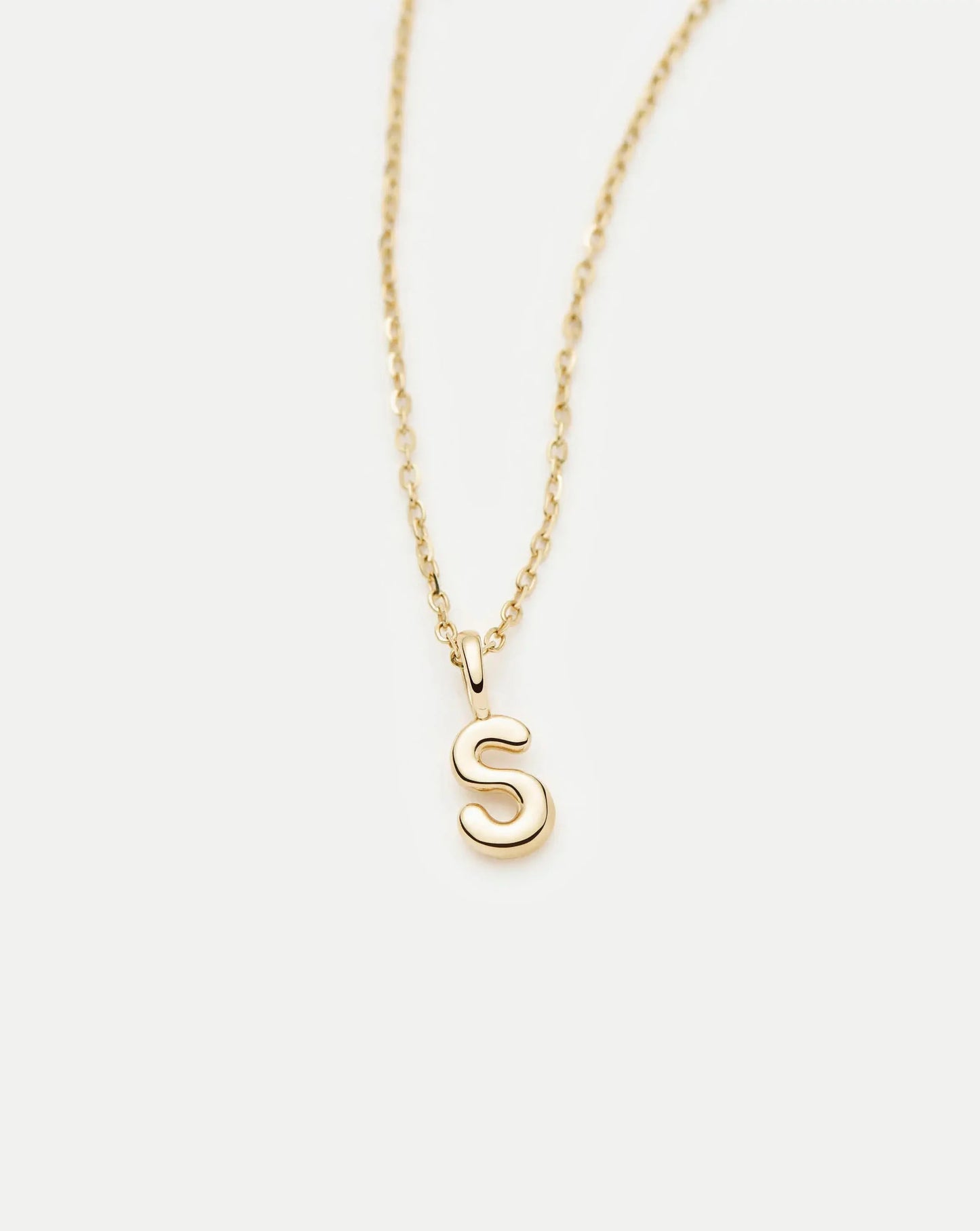 Solid Gold Initial Mini Pendant Necklace - S | 14k Solid Gold