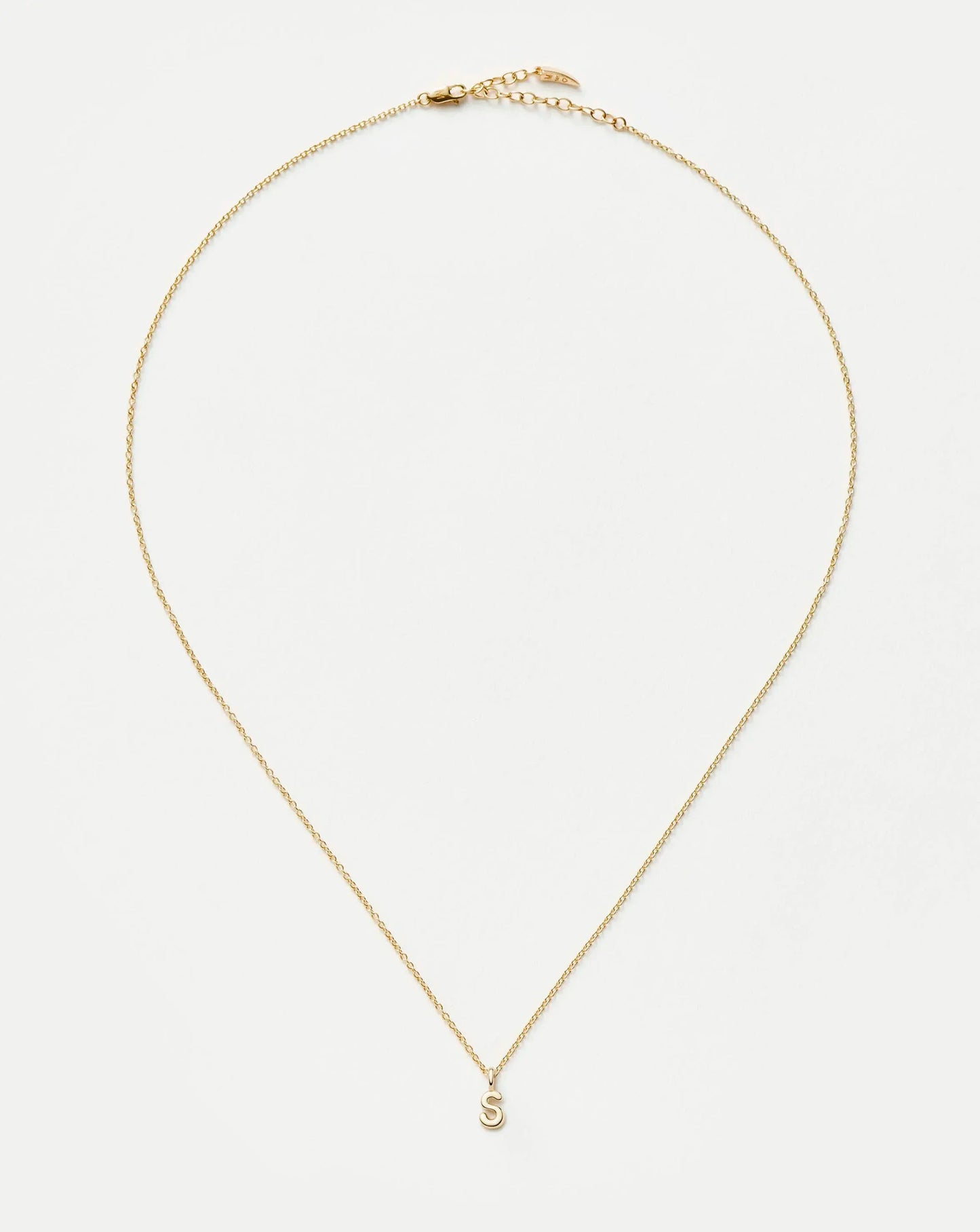 Solid Gold Initial Mini Pendant Necklace - S | 14k Solid Gold