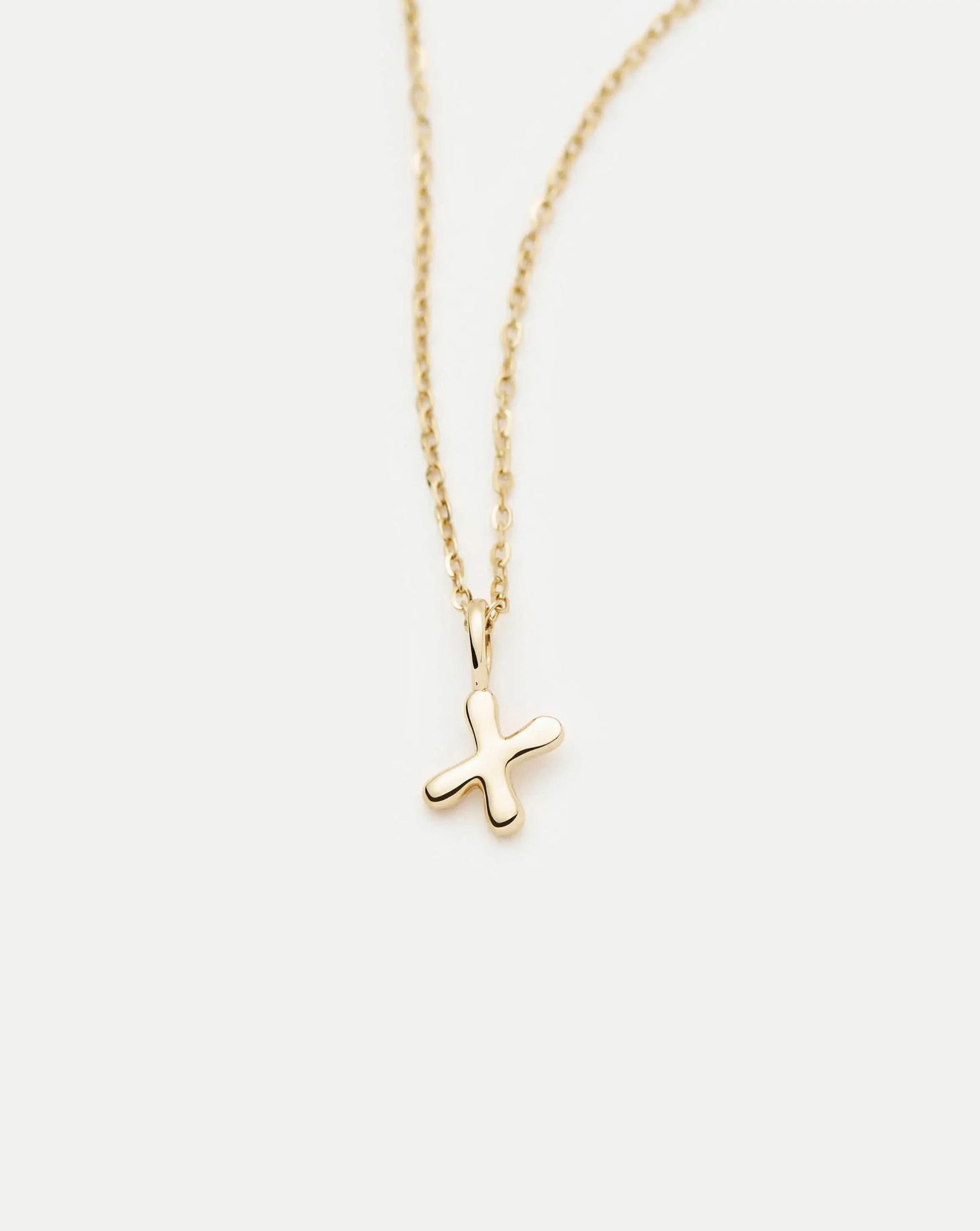 Solid Gold Initial Mini Pendant Necklace - X | 14k Solid Gold