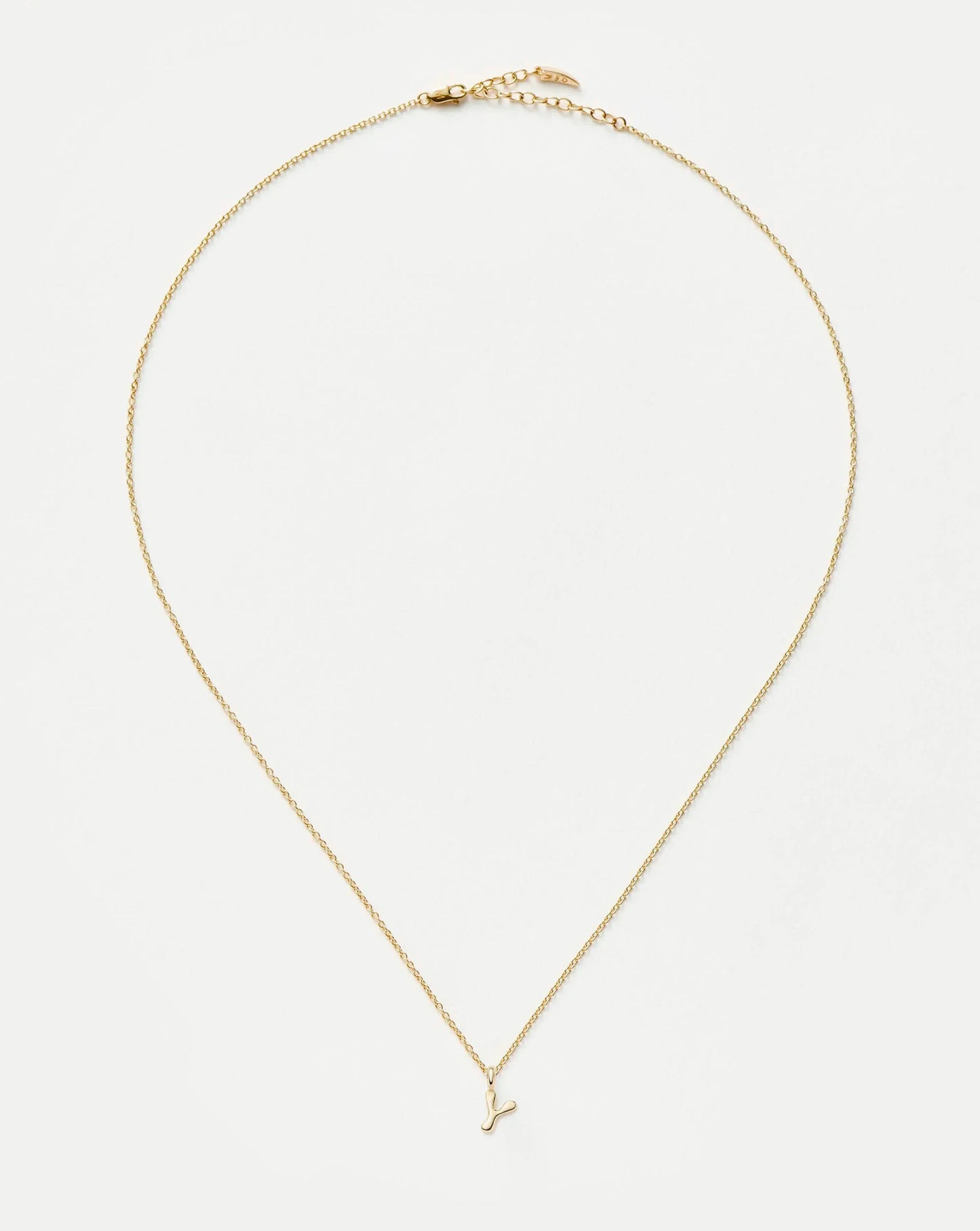 Solid Gold Initial Mini Pendant Necklace - Y | 14k Solid Gold