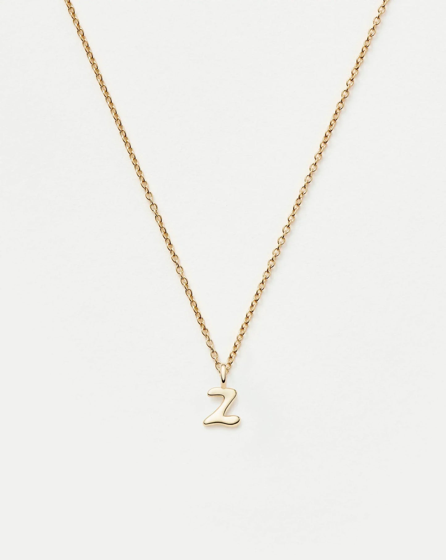 Solid Gold Initial Mini Pendant Necklace - Z | 14k Solid Gold