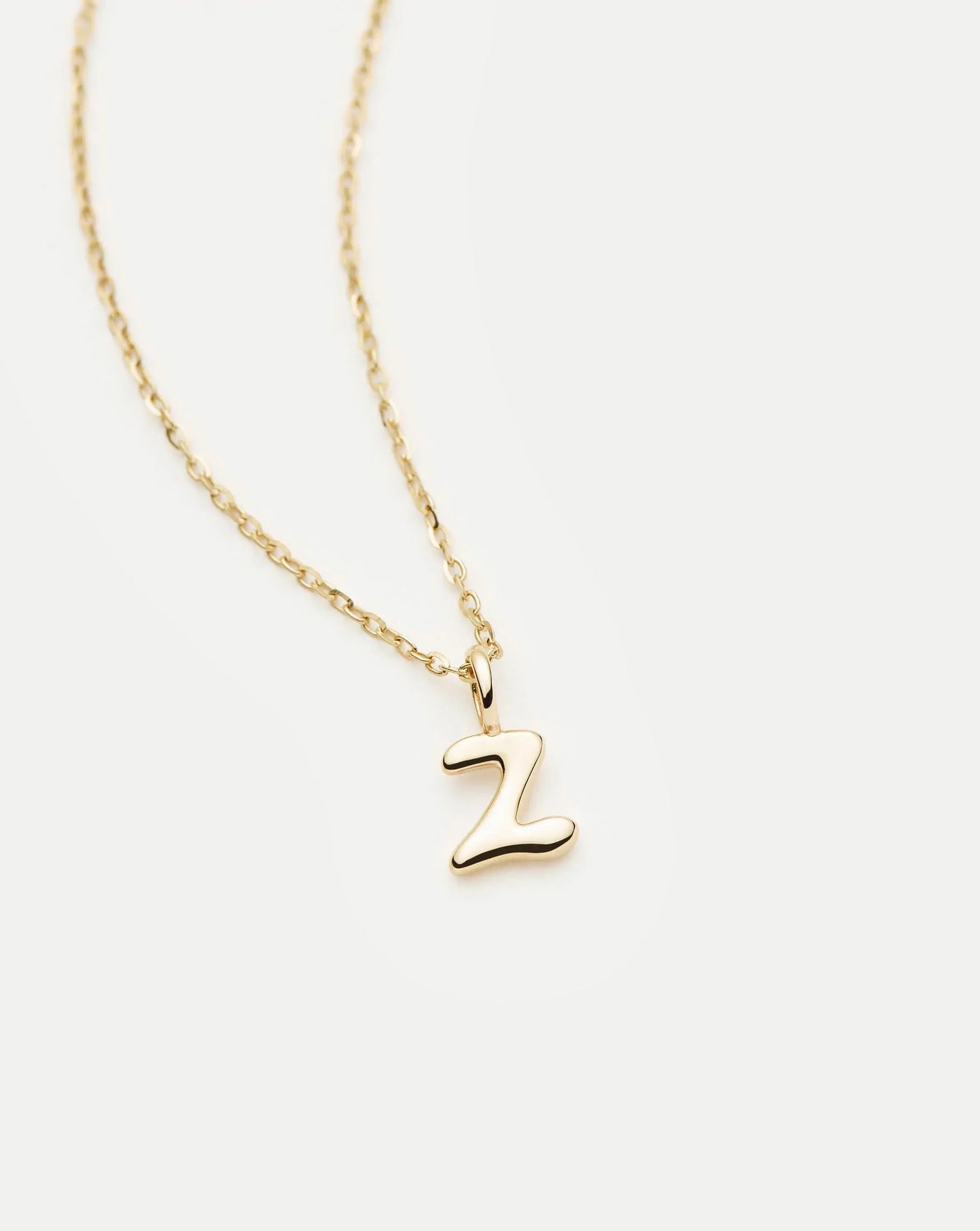 Solid Gold Initial Mini Pendant Necklace - Z | 14k Solid Gold