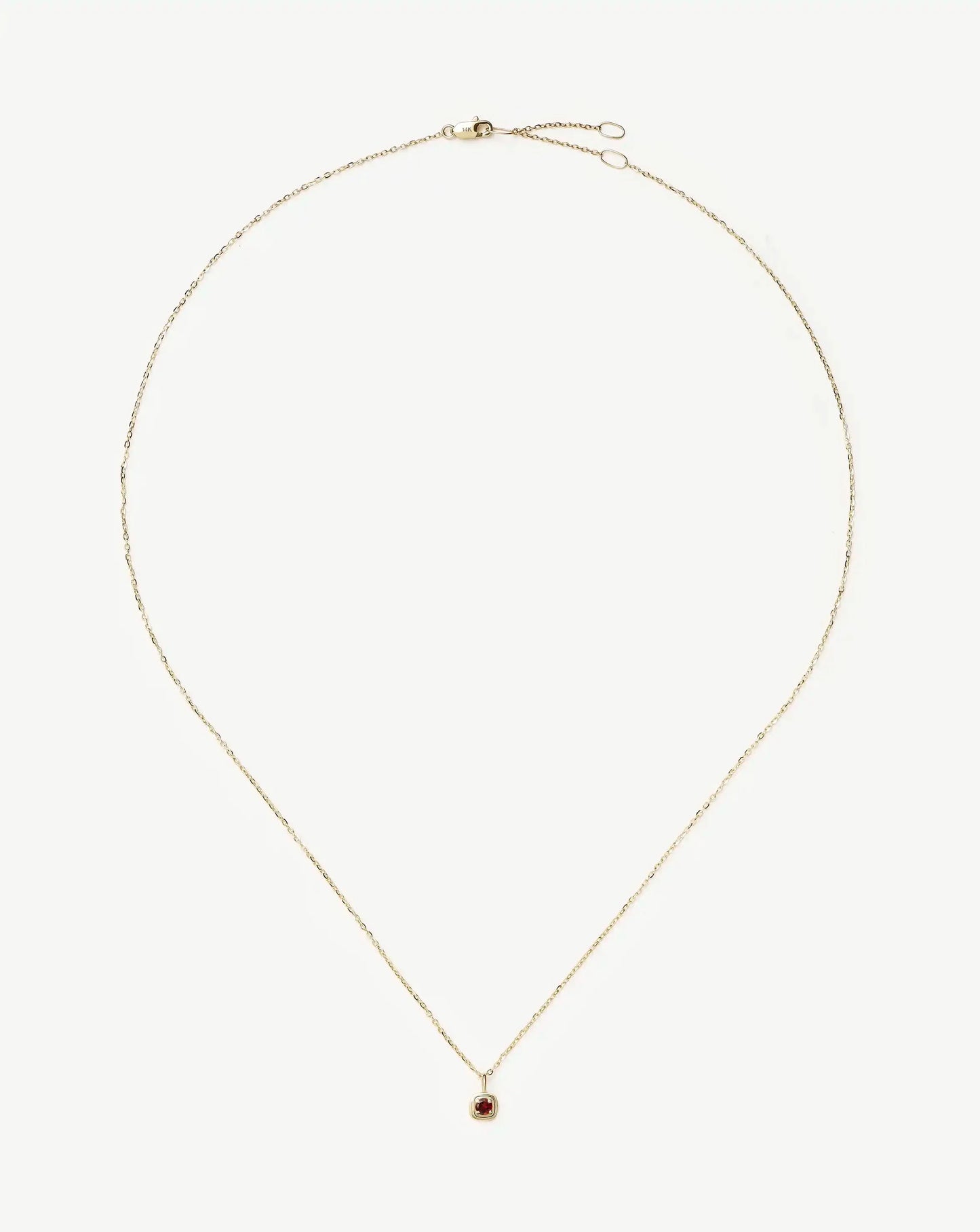 Solid Gold January Birthstone Pendant Necklace | 14k Solid Gold/Garnet