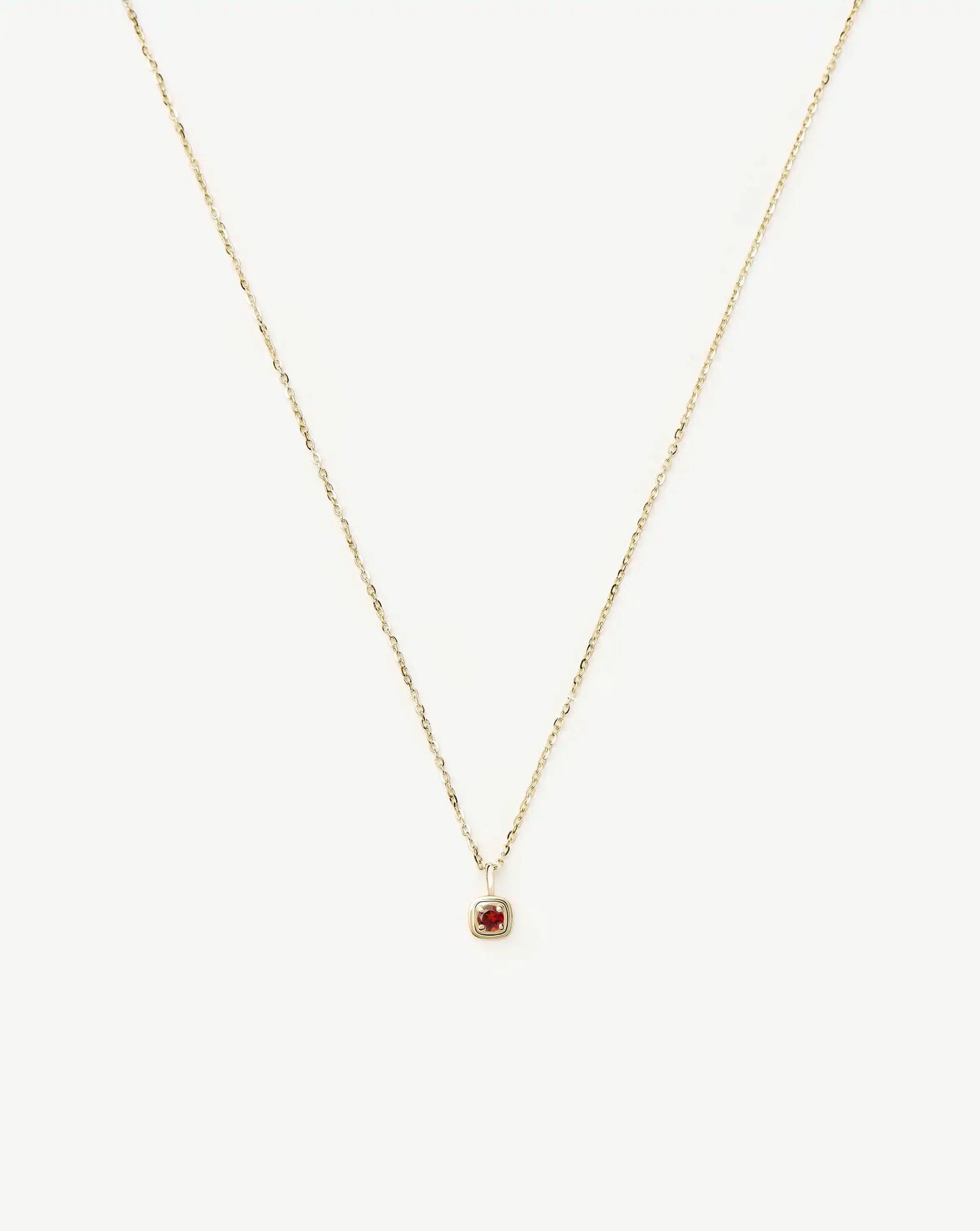 Solid Gold January Birthstone Pendant Necklace | 14k Solid Gold/Garnet