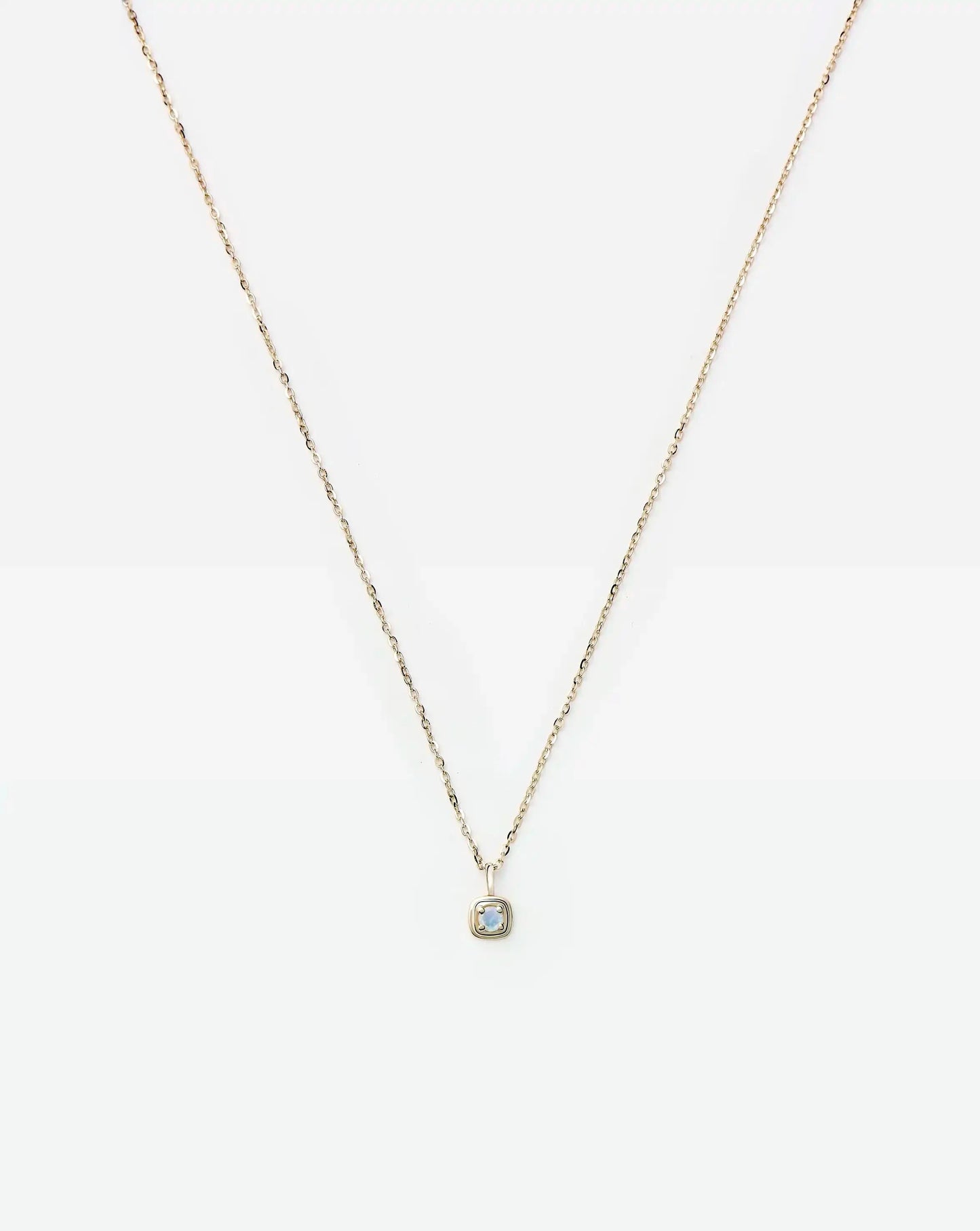 Solid Gold June Birthstone Pendant Necklace | 14k Solid Gold/Rainbow Moonstone