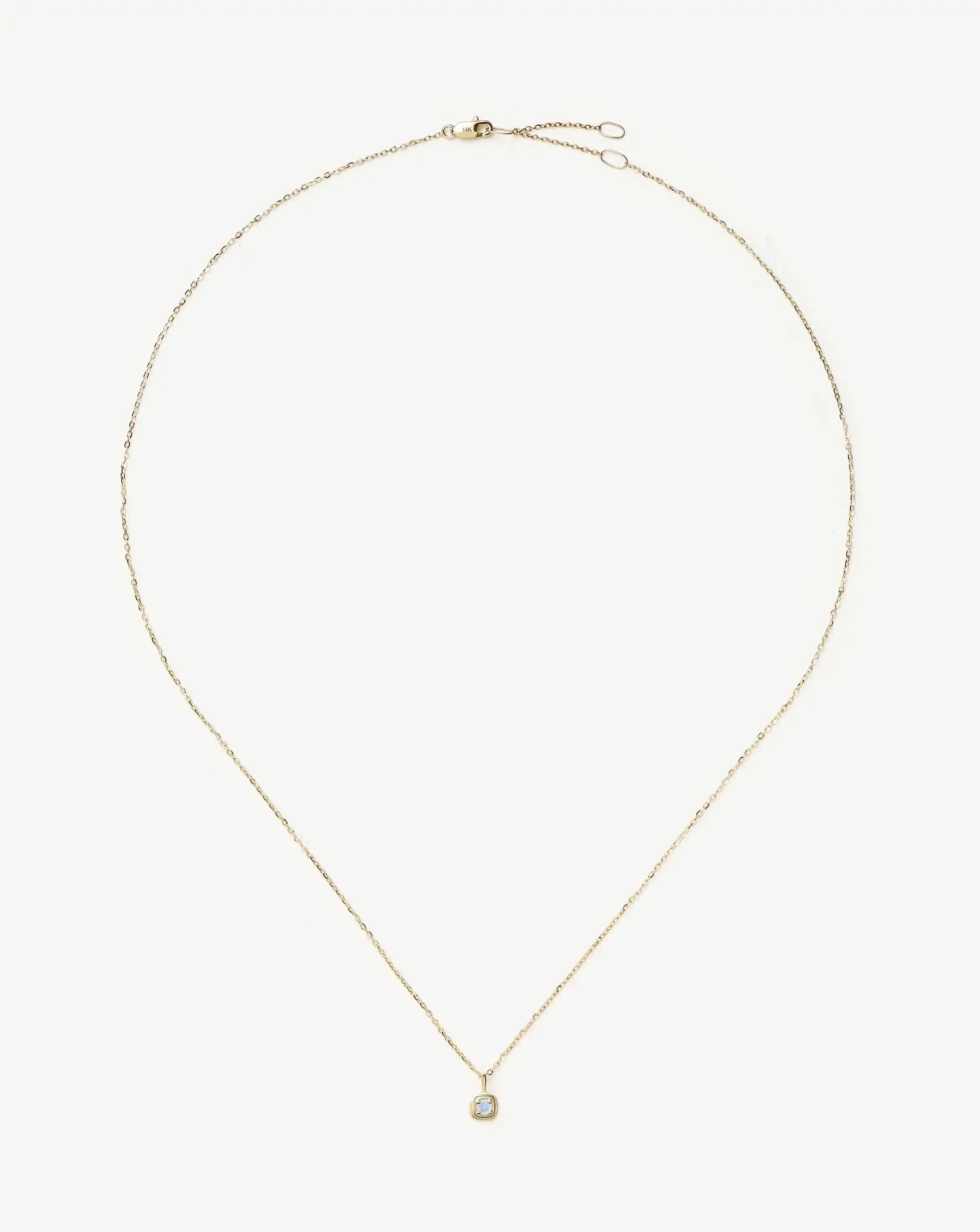 Solid Gold June Birthstone Pendant Necklace | 14k Solid Gold/Rainbow Moonstone