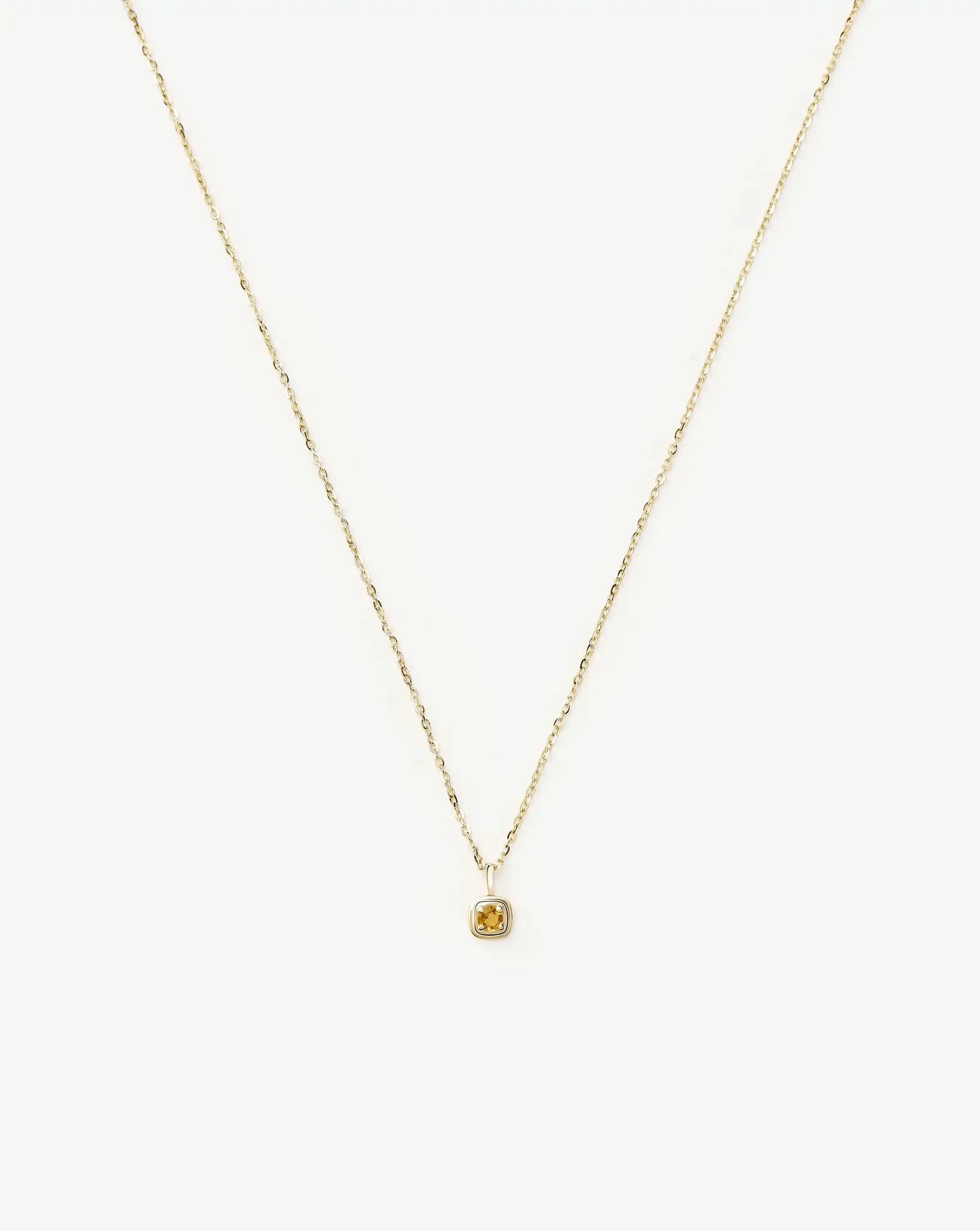 Solid Gold November Birthstone Pendant Necklace | 14k Solid Gold/Citrine
